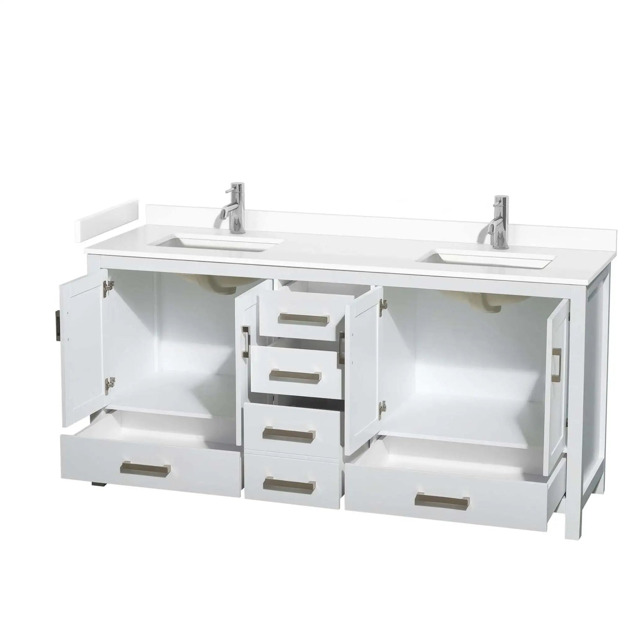 72" Sheffield Double Bathroom Vanity in White with Brushed Chrome Trim by Wyndham