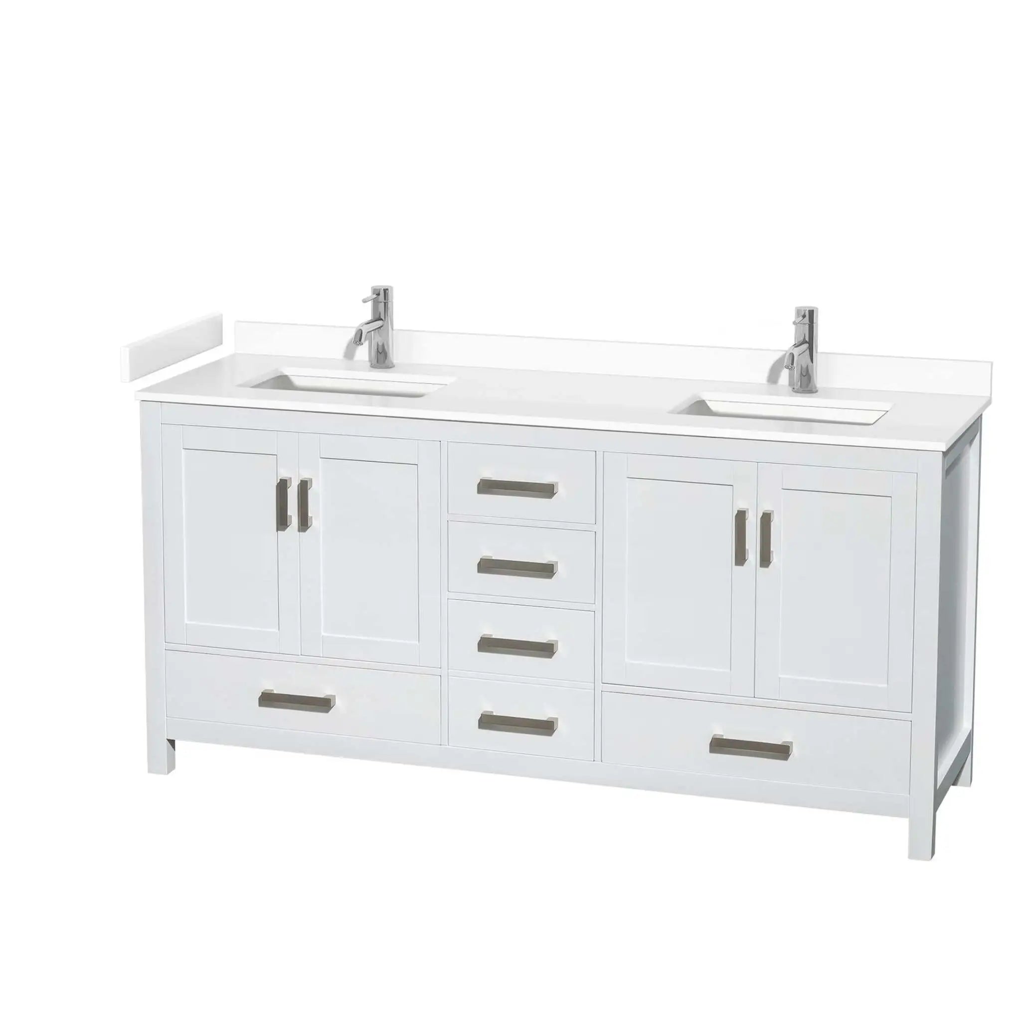72" Sheffield Double Bathroom Vanity in White with Brushed Chrome Trim by Wyndham