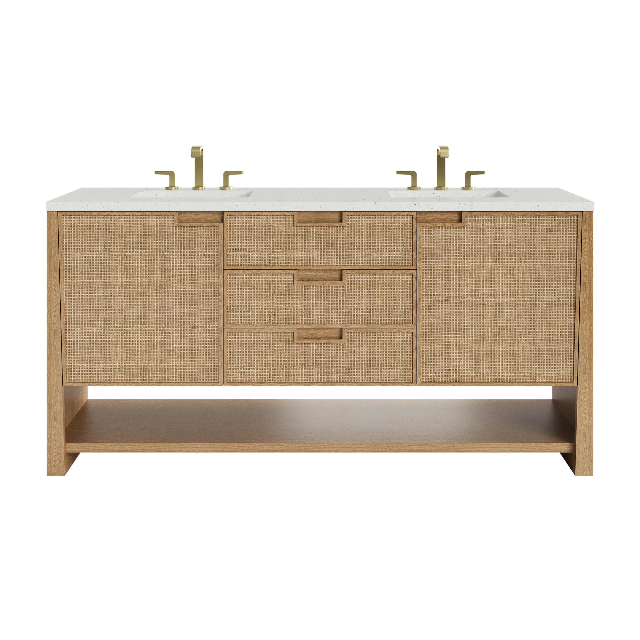 72" Solene Double Vanity in Seaside Oak-Lime Delight Silestone-8" Widespread image