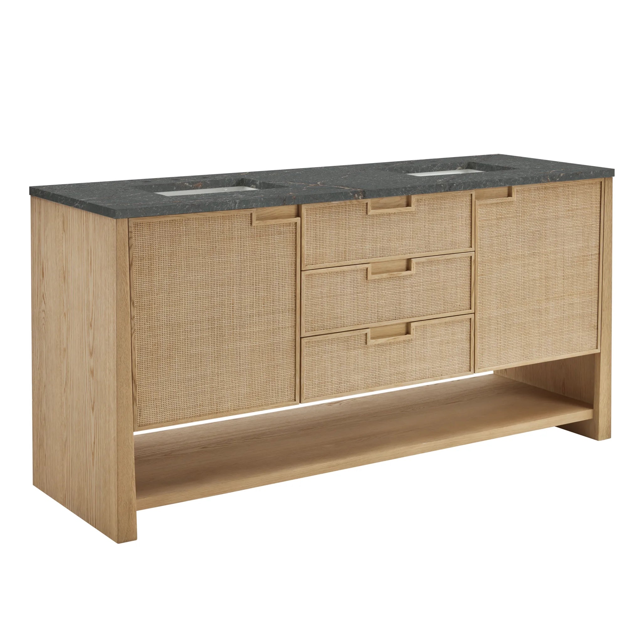 72" Solene Double Vanity in Seaside Oak-Parisien Bleu Silestone-8" Widespread image 9