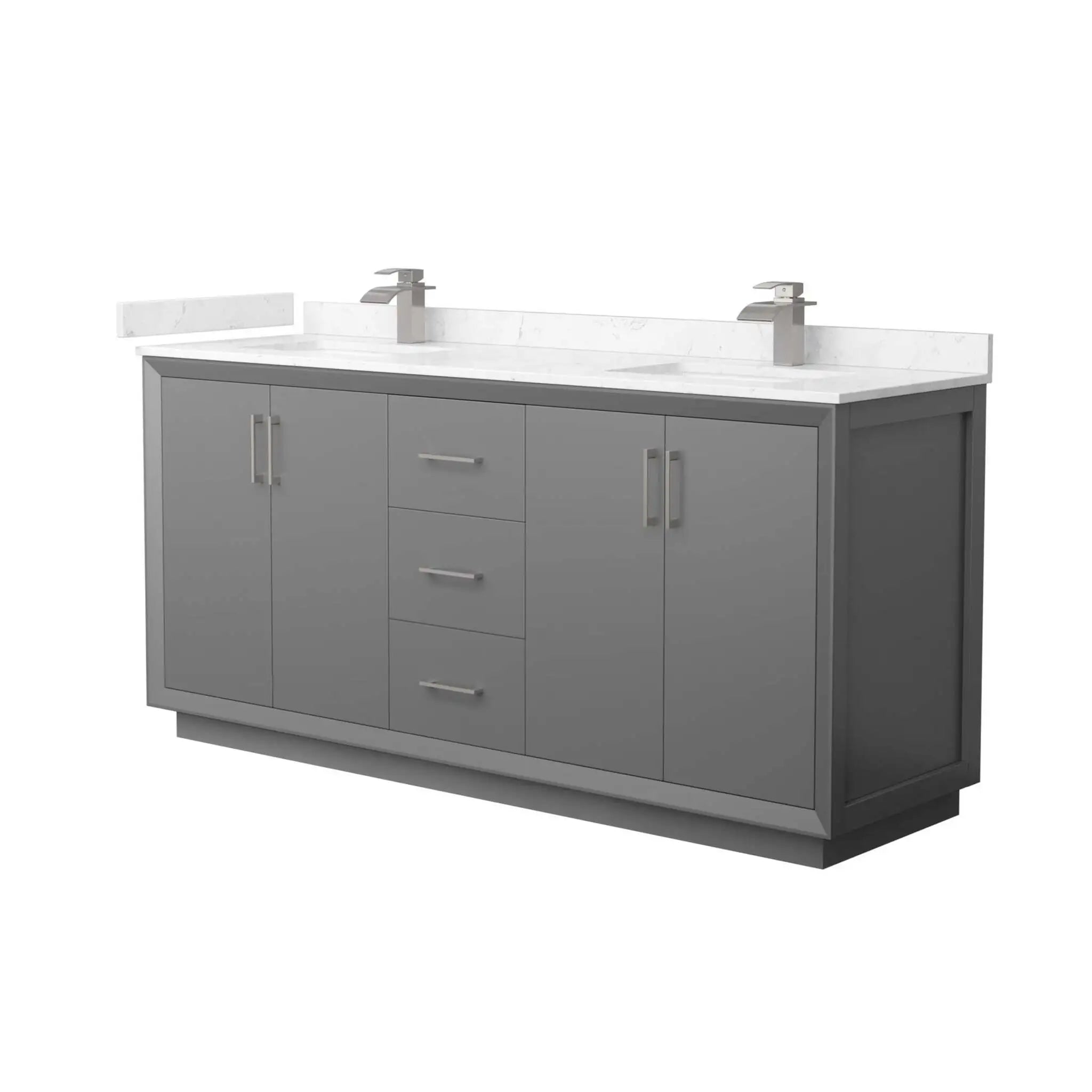 72" Strada Double Bathroom Vanity in Dark Gray with Brushed Nickel Trim by Wyndham