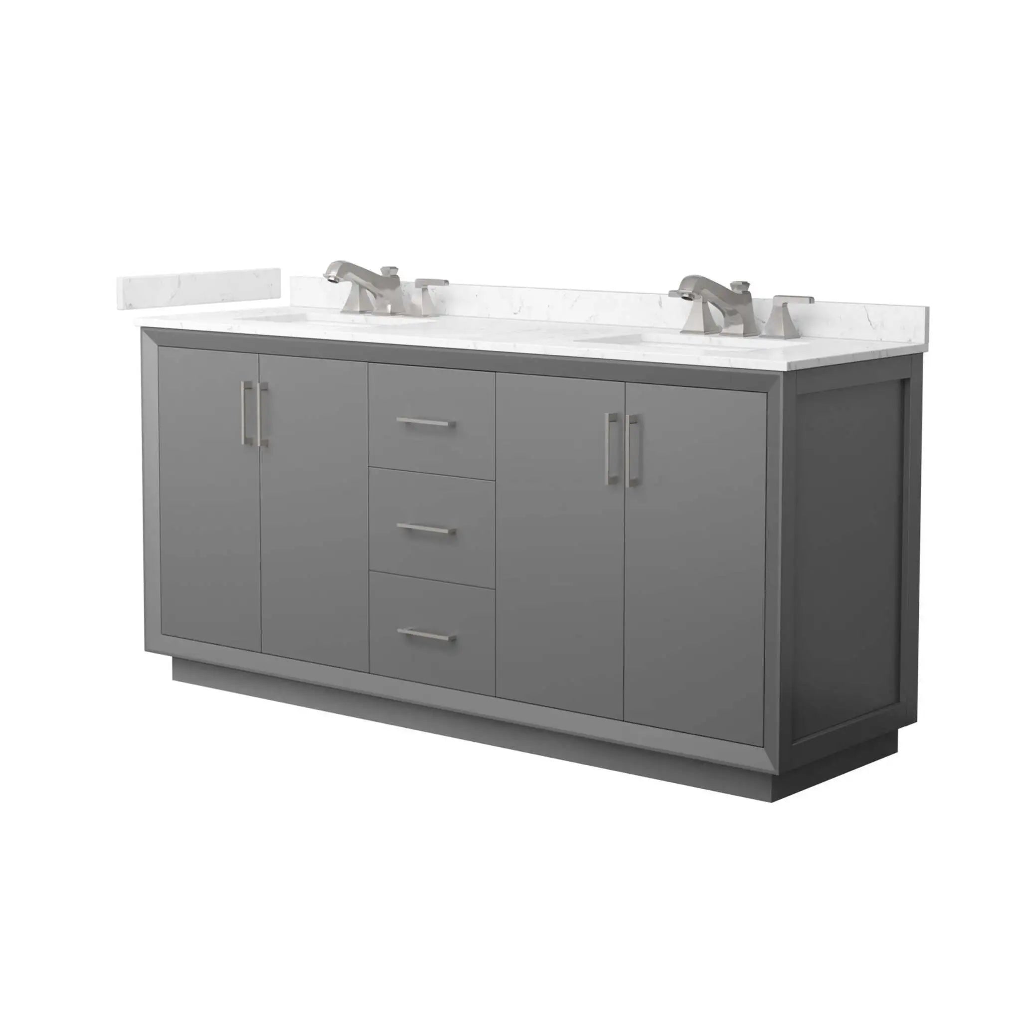 72" Strada Double Bathroom Vanity in Dark Gray with Brushed Nickel Trim by Wyndham