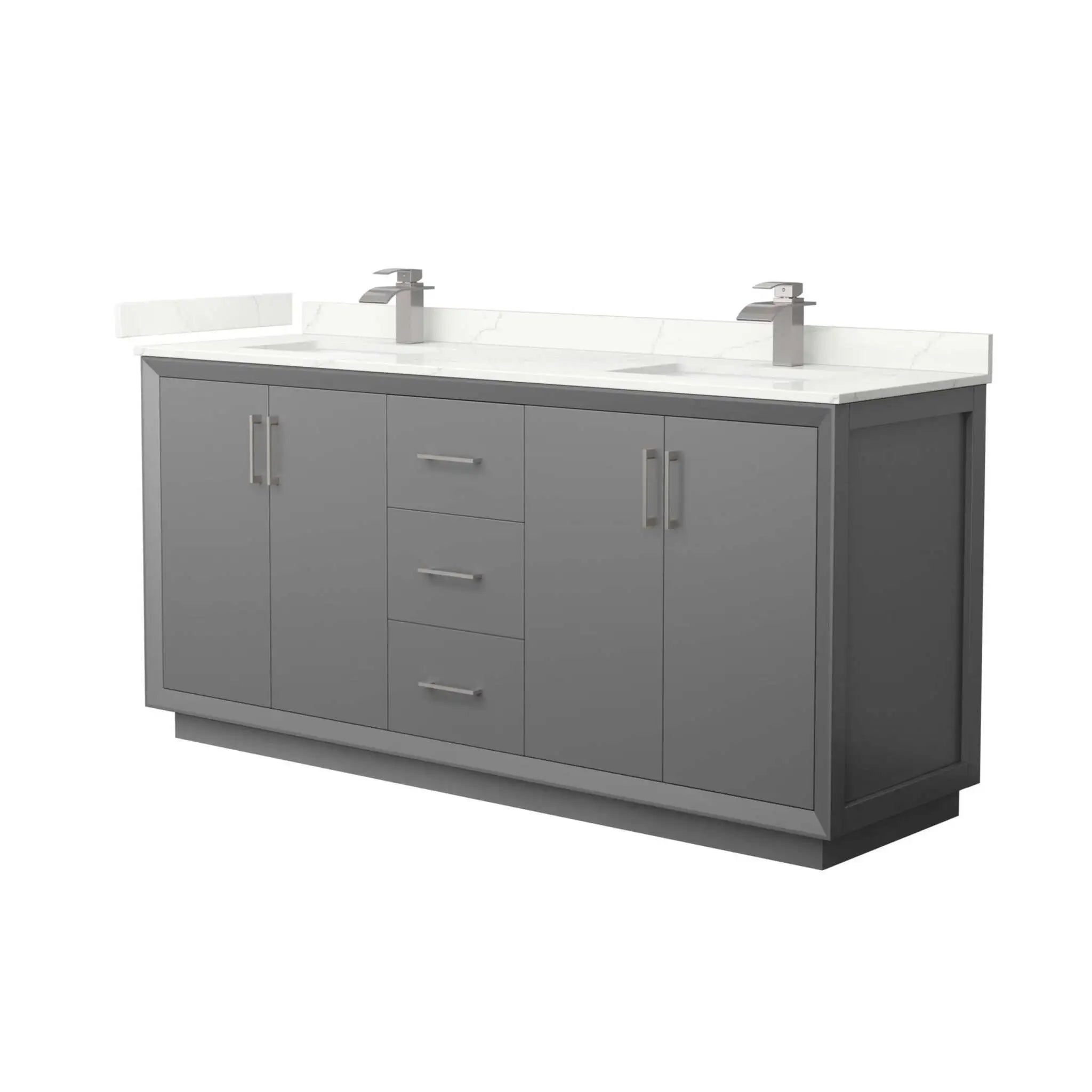 72" Strada Double Bathroom Vanity in Dark Gray with Brushed Nickel Trim by Wyndham