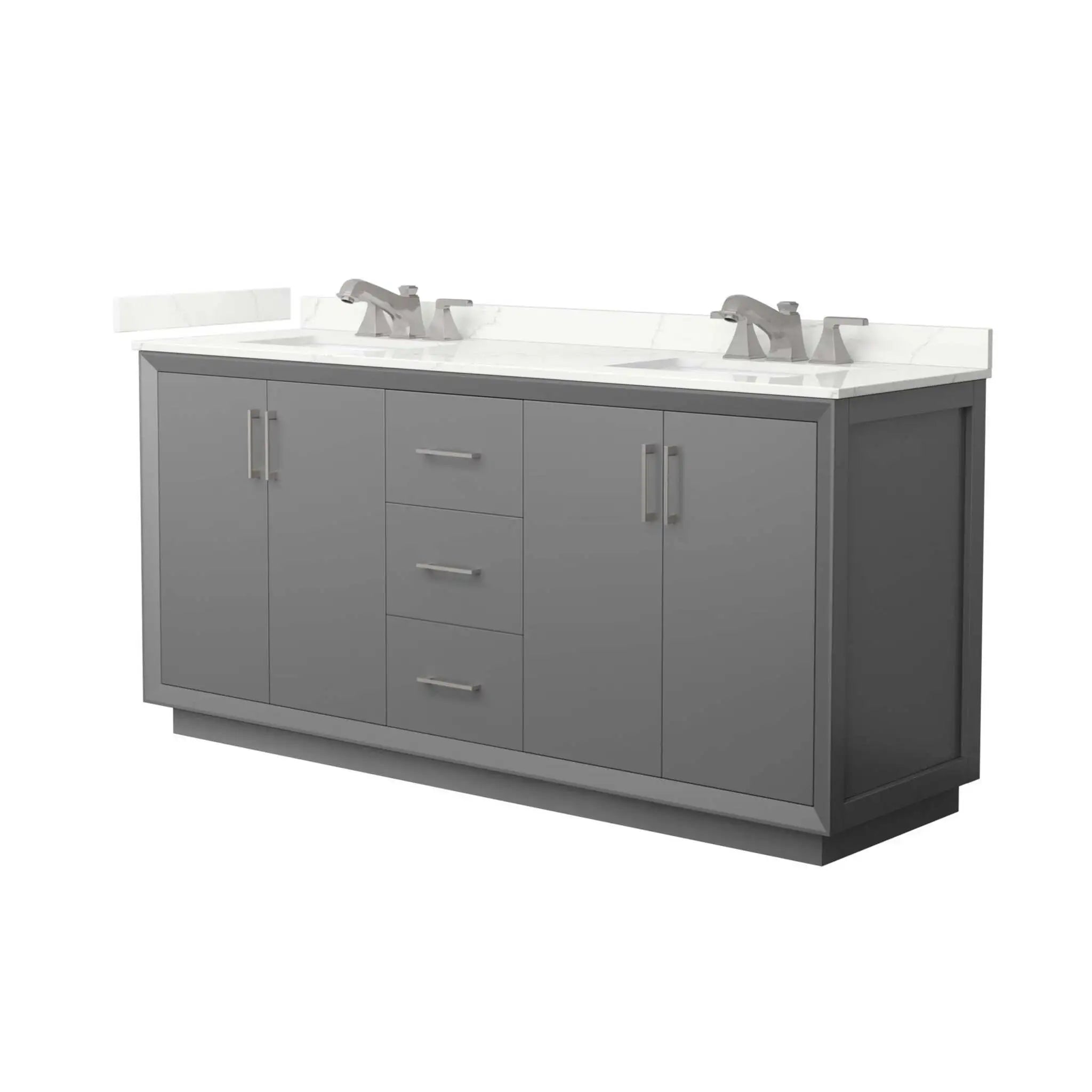 72" Strada Double Bathroom Vanity in Dark Gray with Brushed Nickel Trim by Wyndham