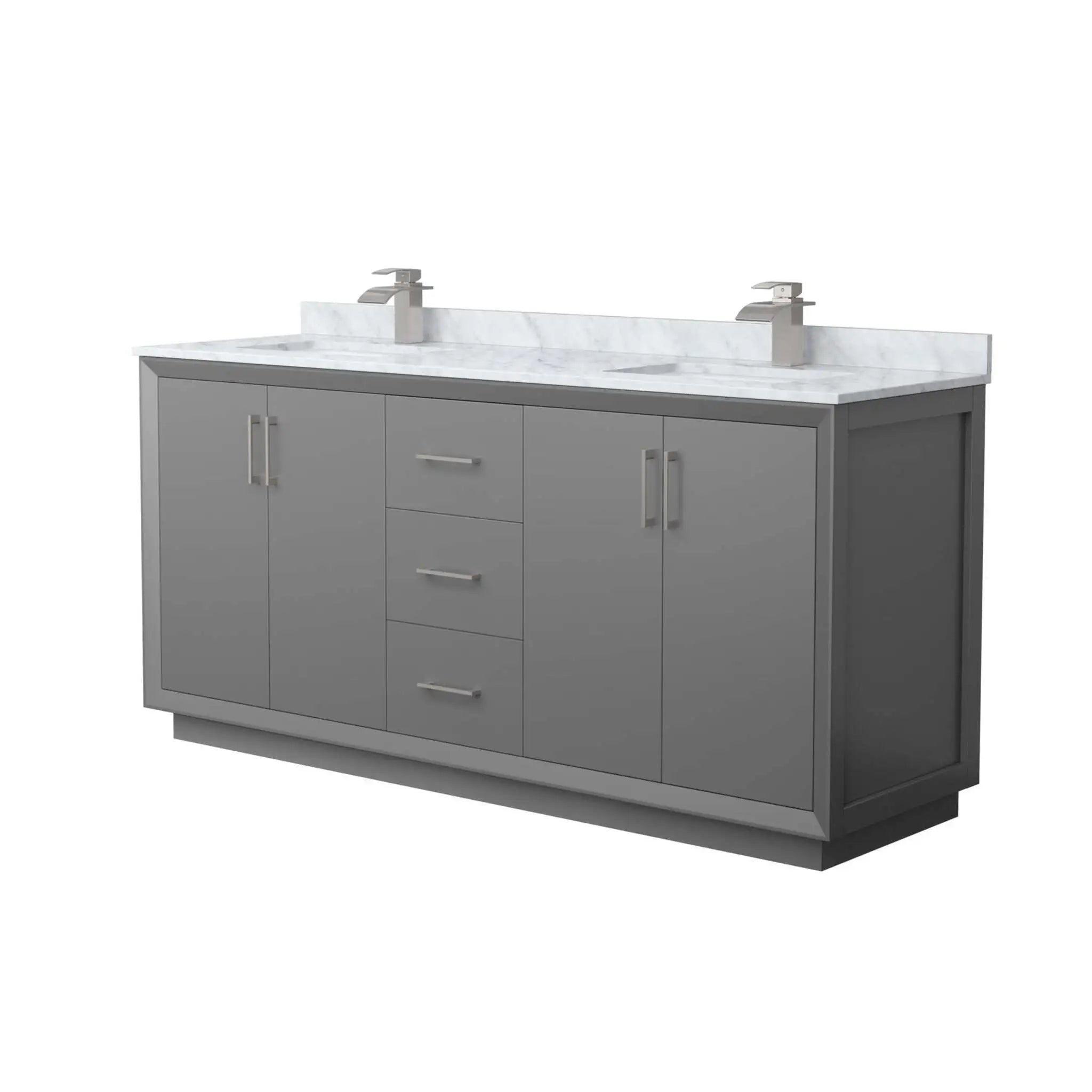 72" Strada Double Bathroom Vanity in Dark Gray with Brushed Nickel Trim by Wyndham