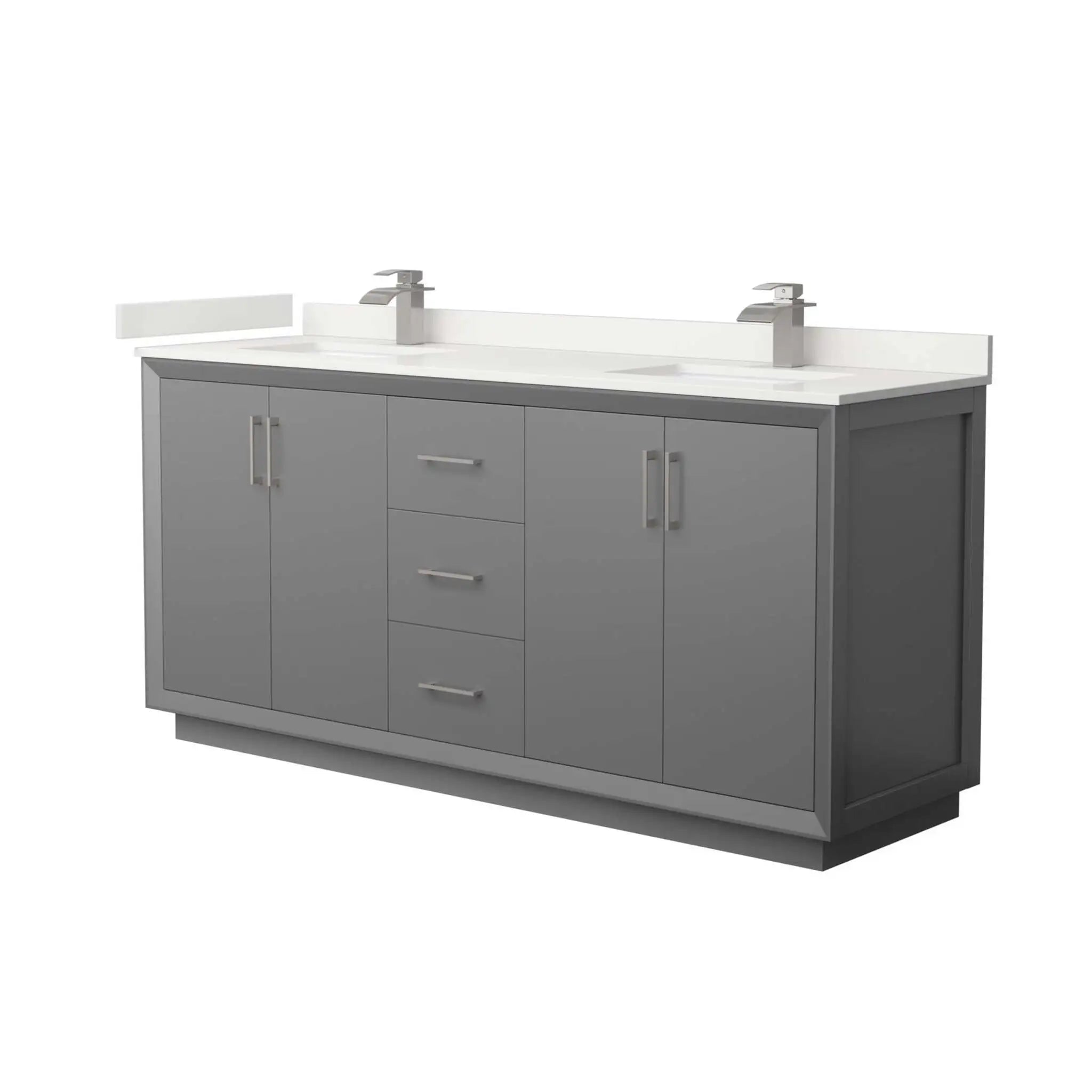 72" Strada Double Bathroom Vanity in Dark Gray with Brushed Nickel Trim by Wyndham