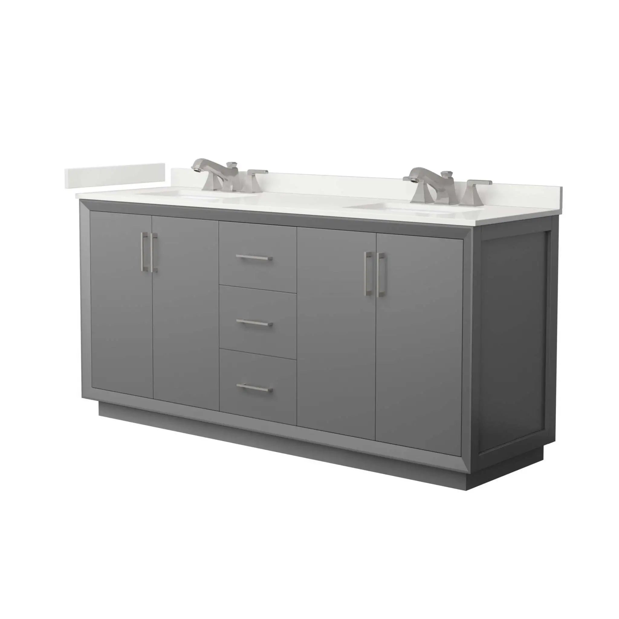 72" Strada Double Bathroom Vanity in Dark Gray with Brushed Nickel Trim by Wyndham