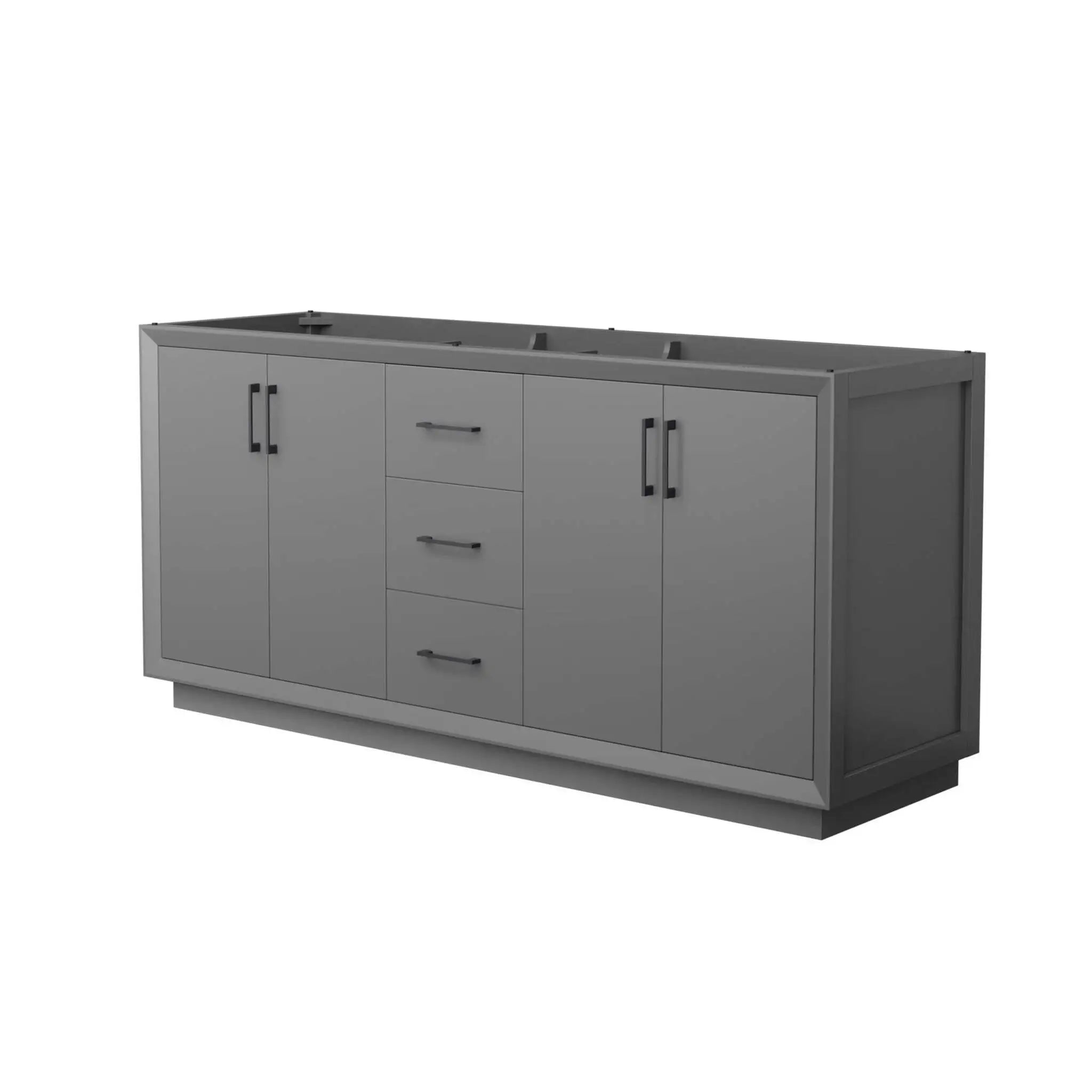 72" Strada Double Bathroom Vanity in Dark Gray with Matte Black Trim by Wyndham