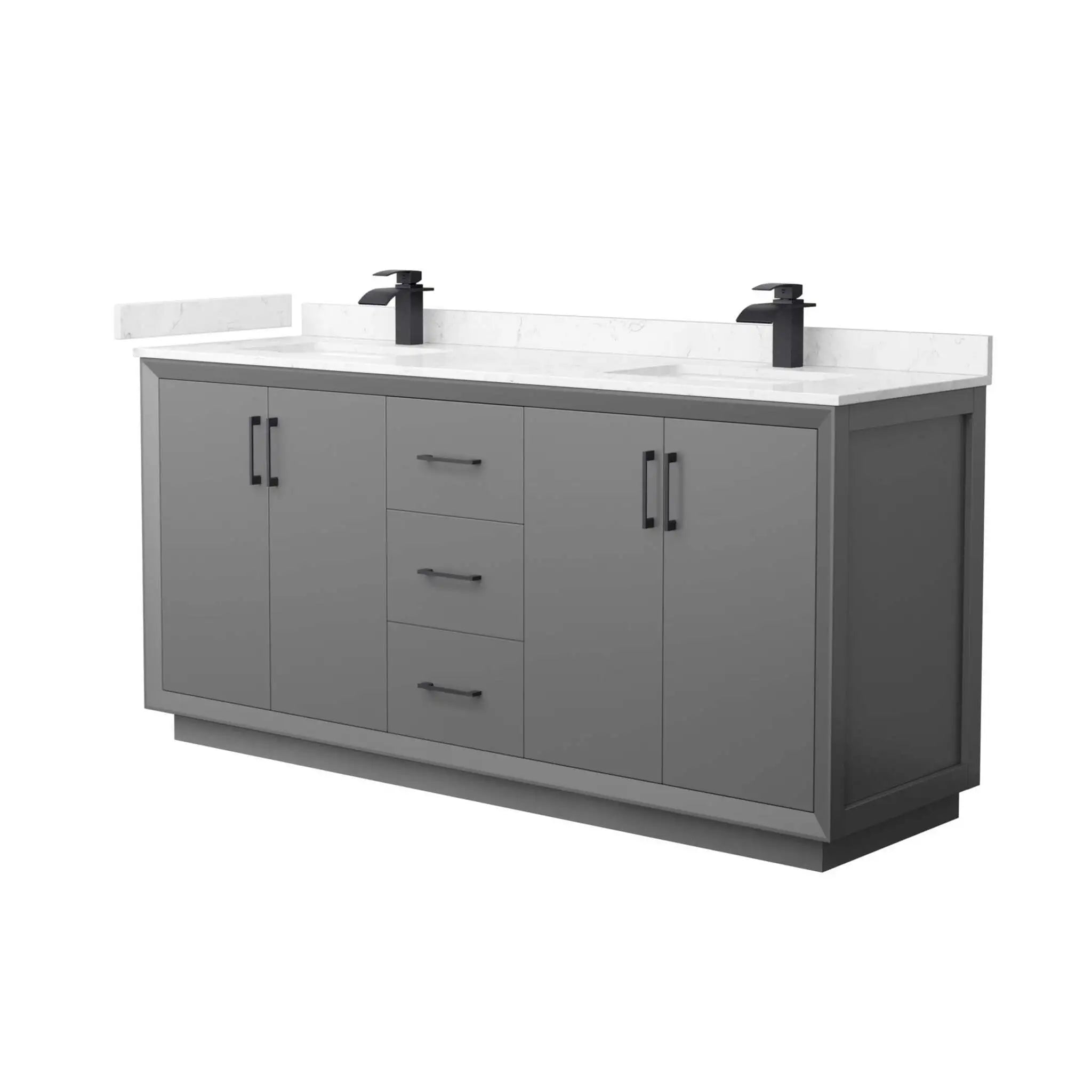 72" Strada Double Bathroom Vanity in Dark Gray with Matte Black Trim by Wyndham
