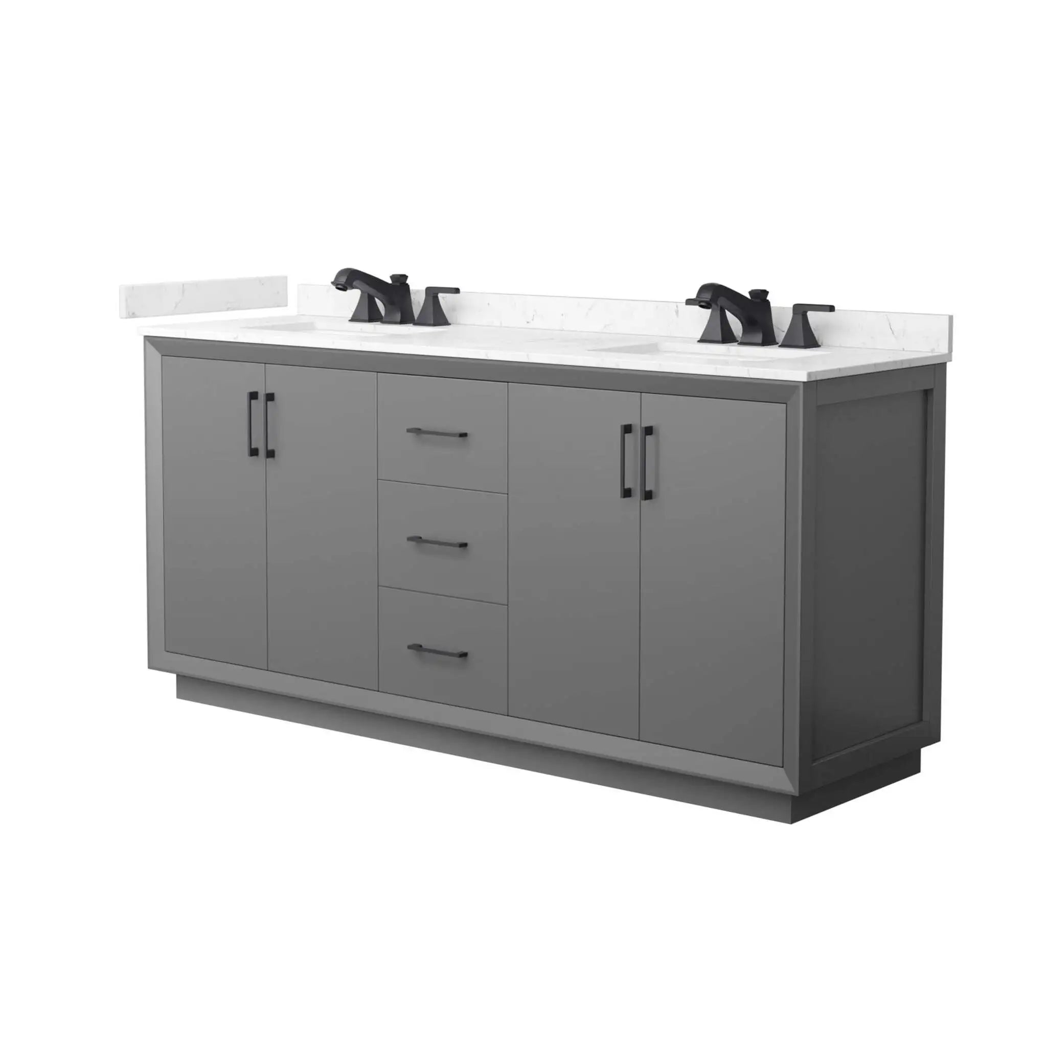 72" Strada Double Bathroom Vanity in Dark Gray with Matte Black Trim by Wyndham