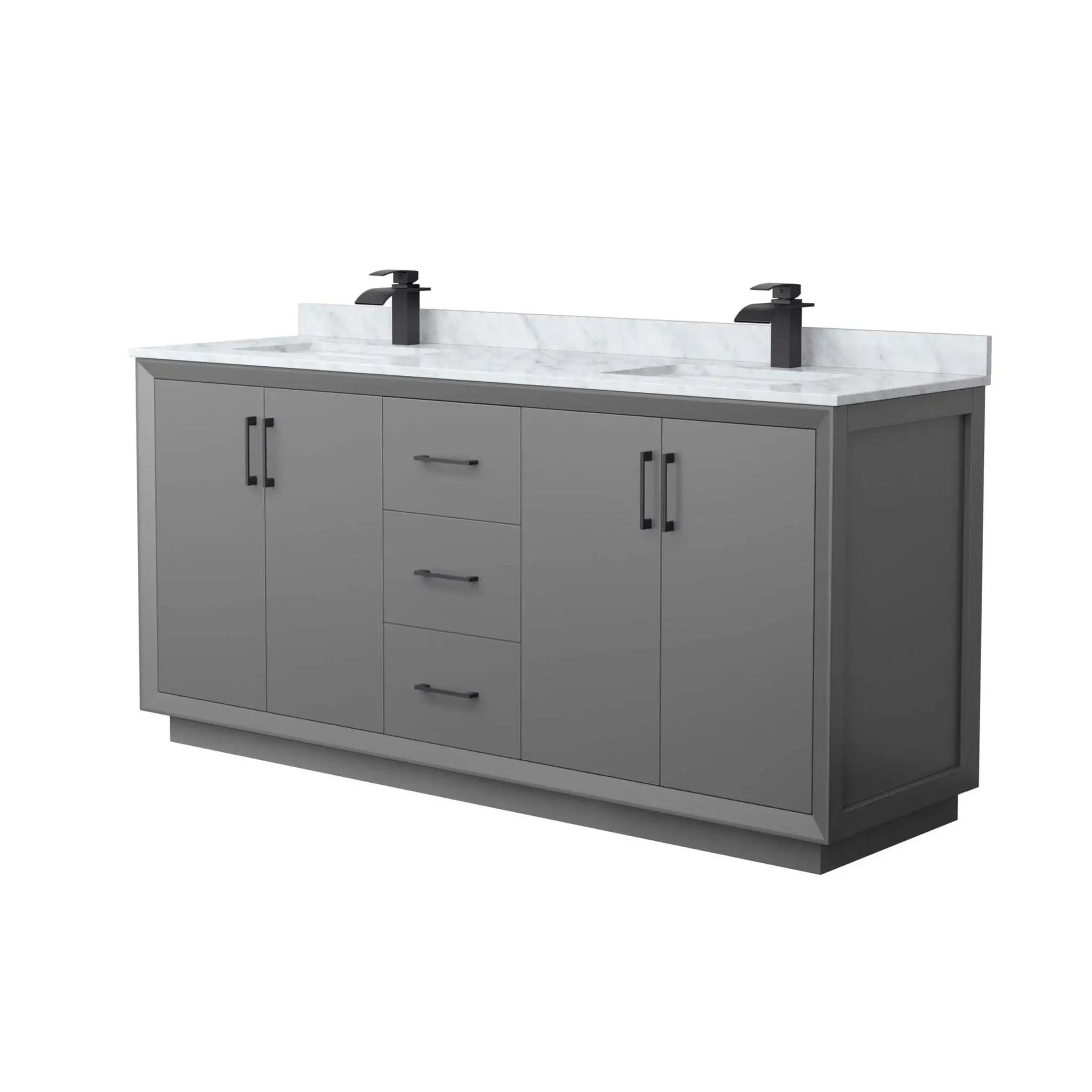 72" Strada Double Bathroom Vanity in Dark Gray with Matte Black Trim by Wyndham