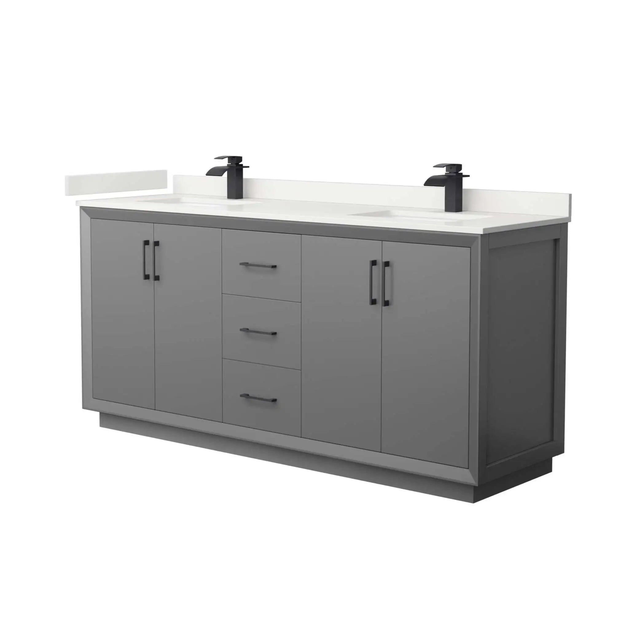 72" Strada Double Bathroom Vanity in Dark Gray with Matte Black Trim by Wyndham