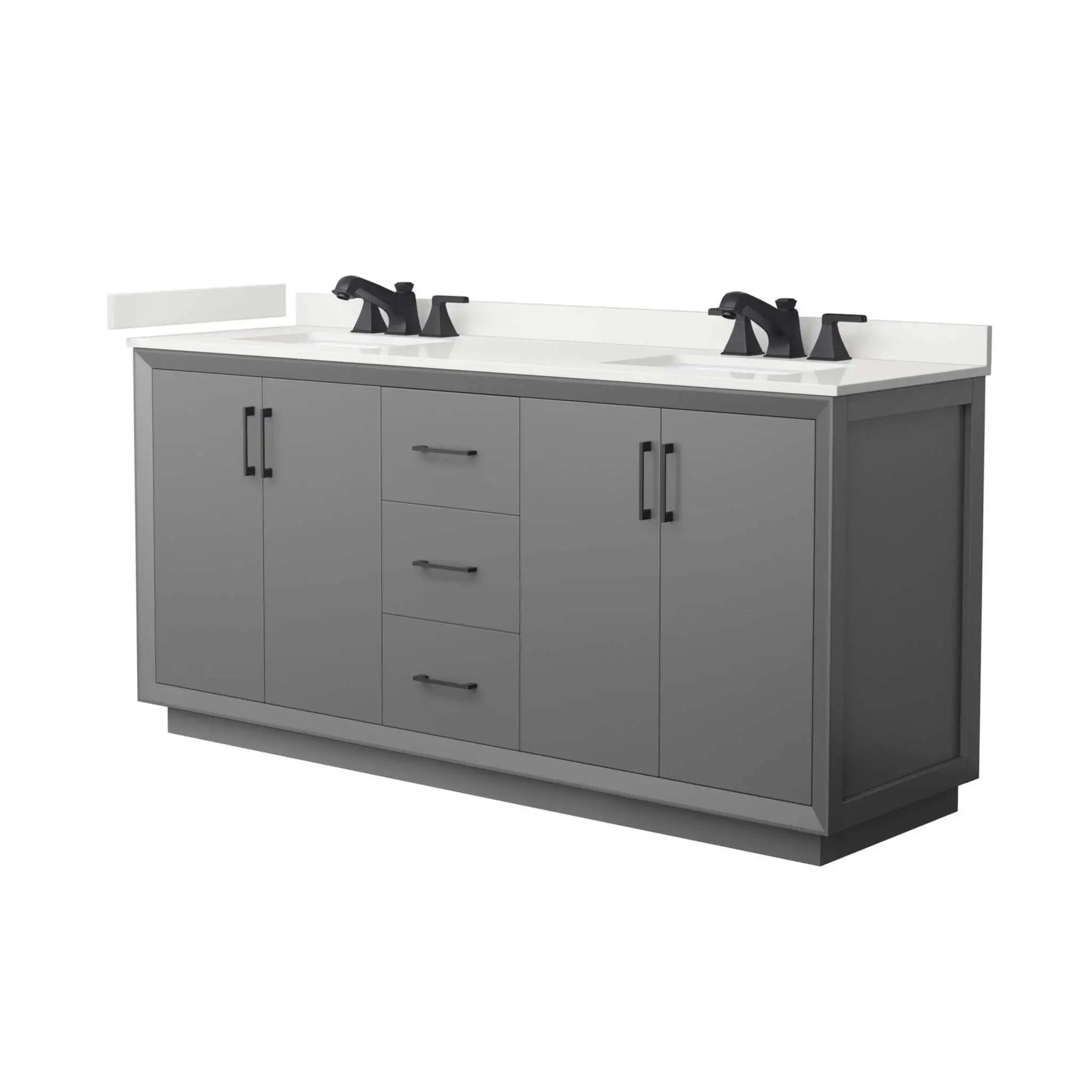 72" Strada Double Bathroom Vanity in Dark Gray with Matte Black Trim by Wyndham