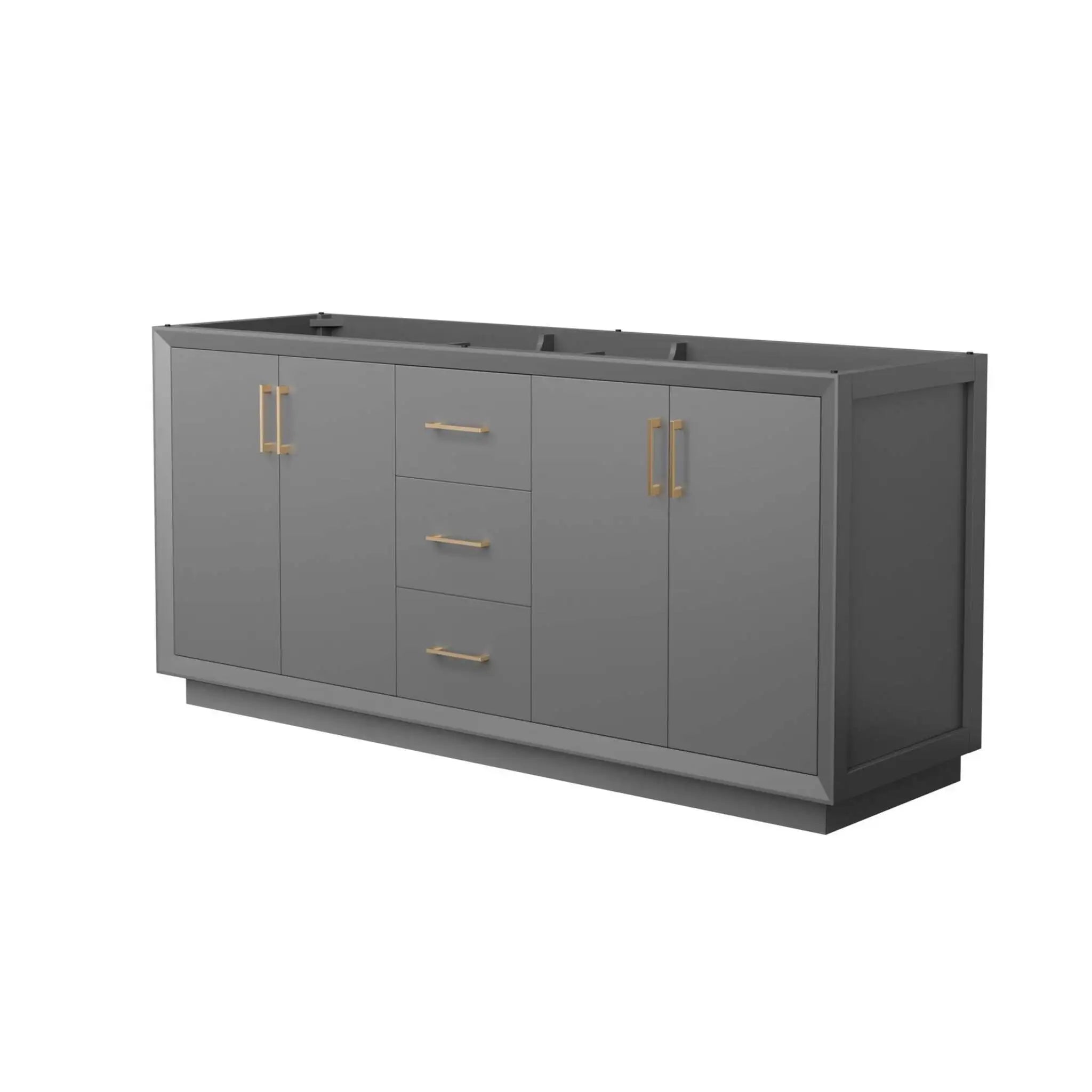 72" Strada Double Bathroom Vanity in Dark Gray with Satin Bronze Trim by Wyndham