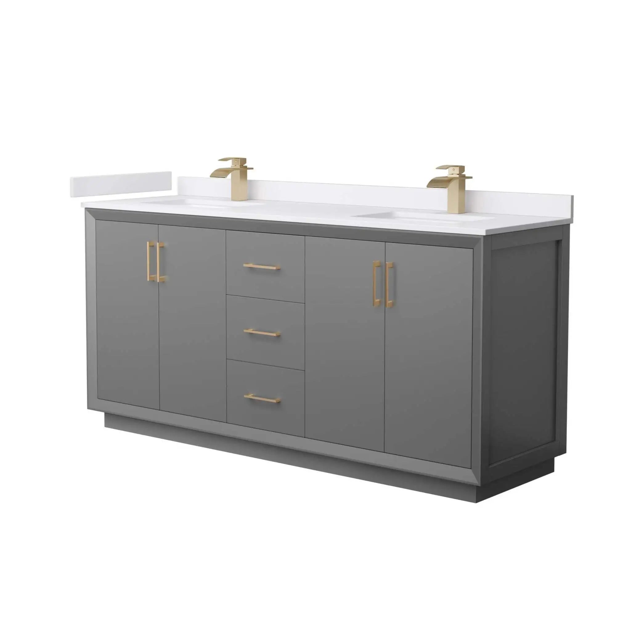 72" Strada Double Bathroom Vanity in Dark Gray with Satin Bronze Trim by Wyndham