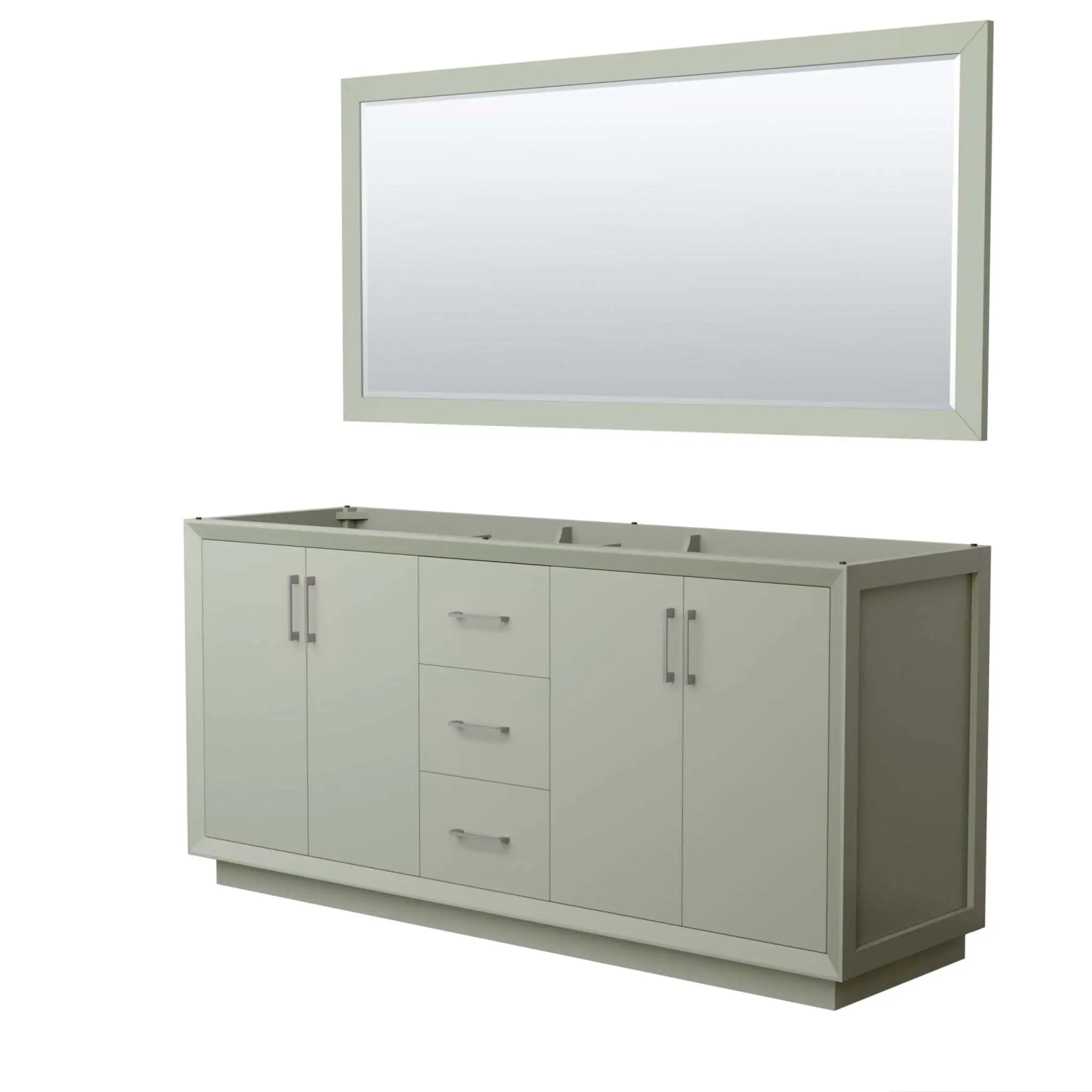 72" Strada Double Bathroom Vanity in Light Green with Brushed Nickel Trim & 70" Mirror by Wyndham