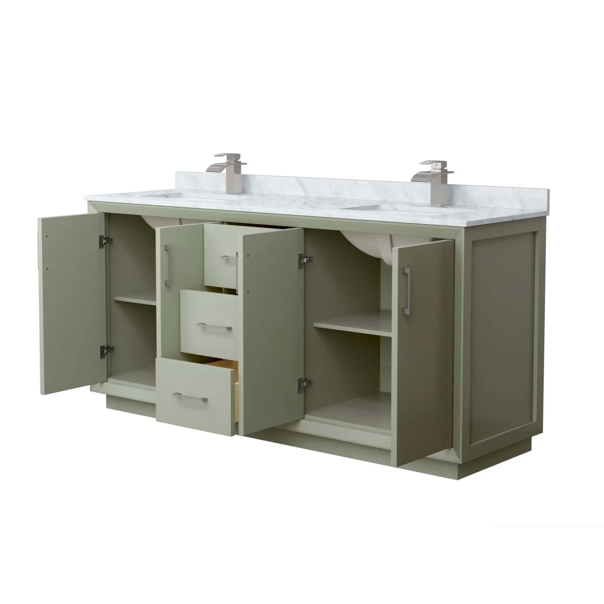 72" Strada Double Bathroom Vanity in Light Green with Brushed Nickel Trim by Wyndham