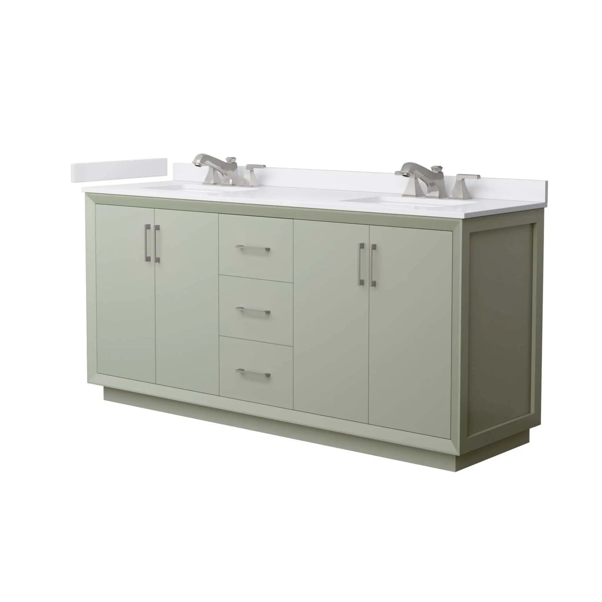 72" Strada Double Bathroom Vanity in Light Green with Brushed Nickel Trim by Wyndham