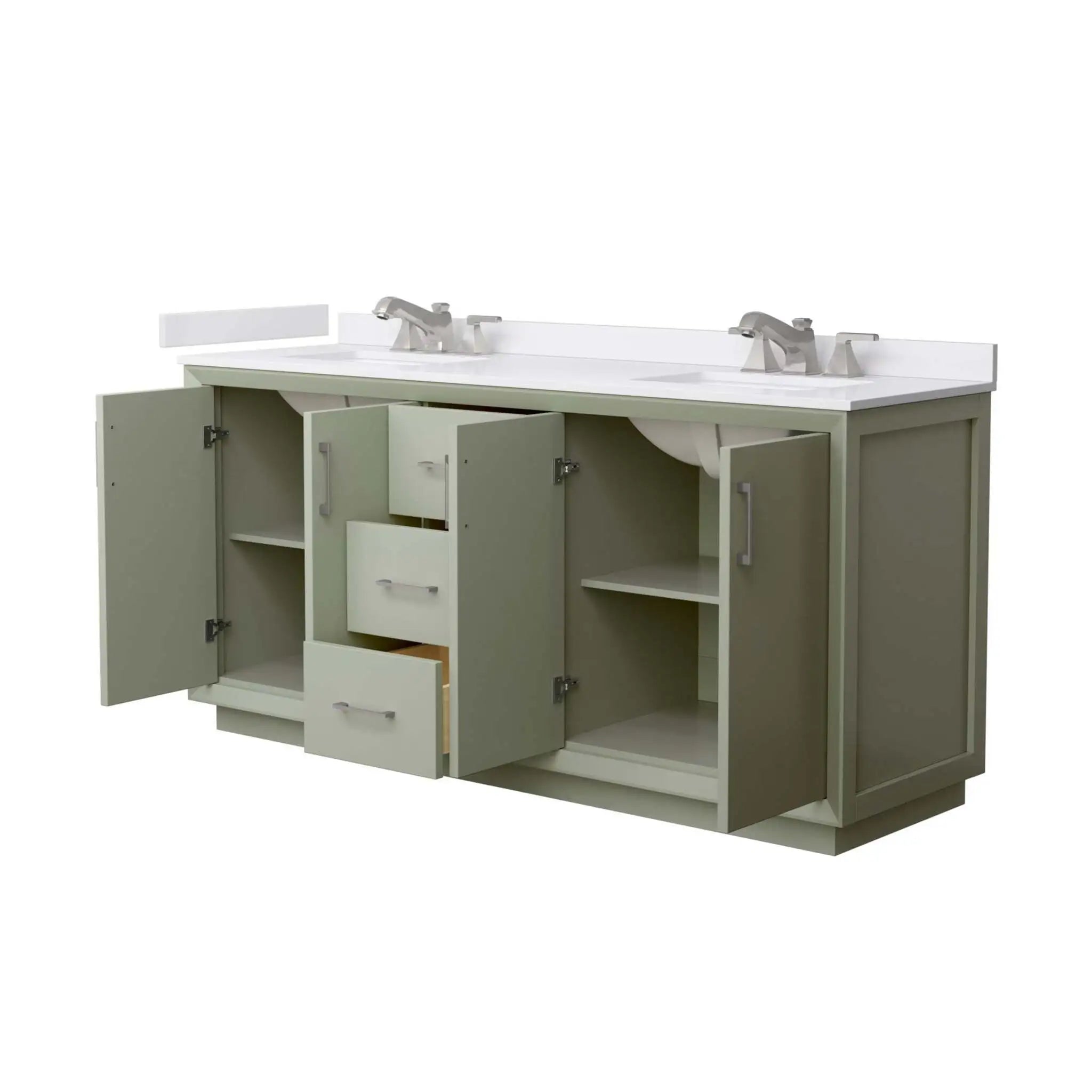 72" Strada Double Bathroom Vanity in Light Green with Brushed Nickel Trim by Wyndham