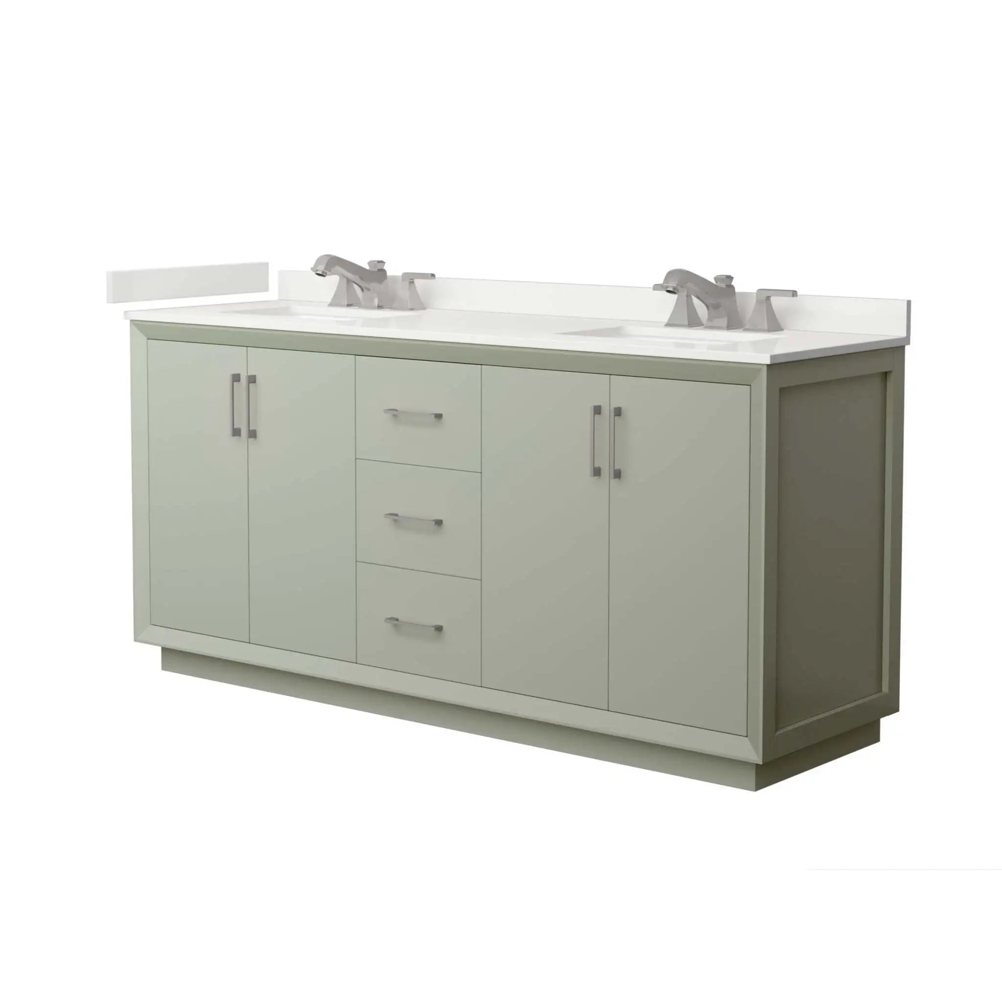 72" Strada Double Bathroom Vanity in Light Green with Brushed Nickel Trim by Wyndham