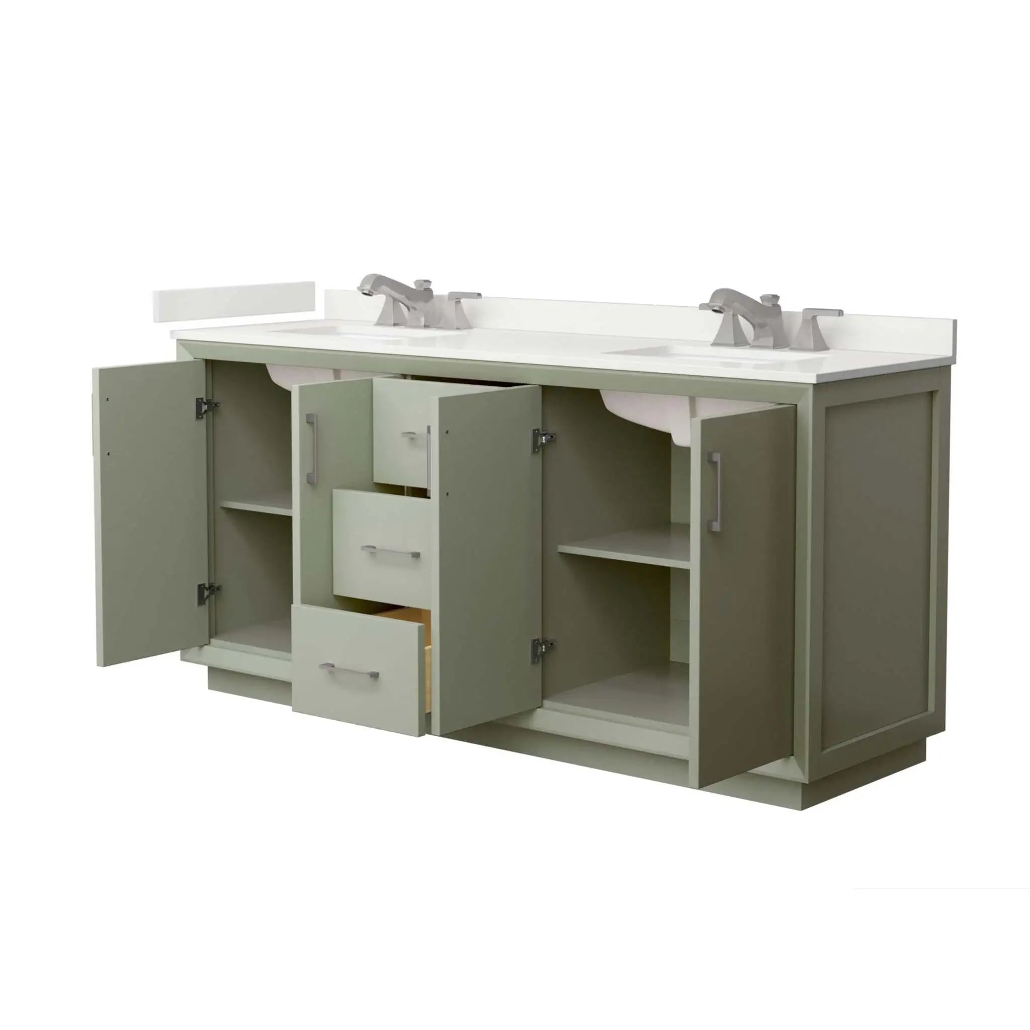 72" Strada Double Bathroom Vanity in Light Green with Brushed Nickel Trim by Wyndham
