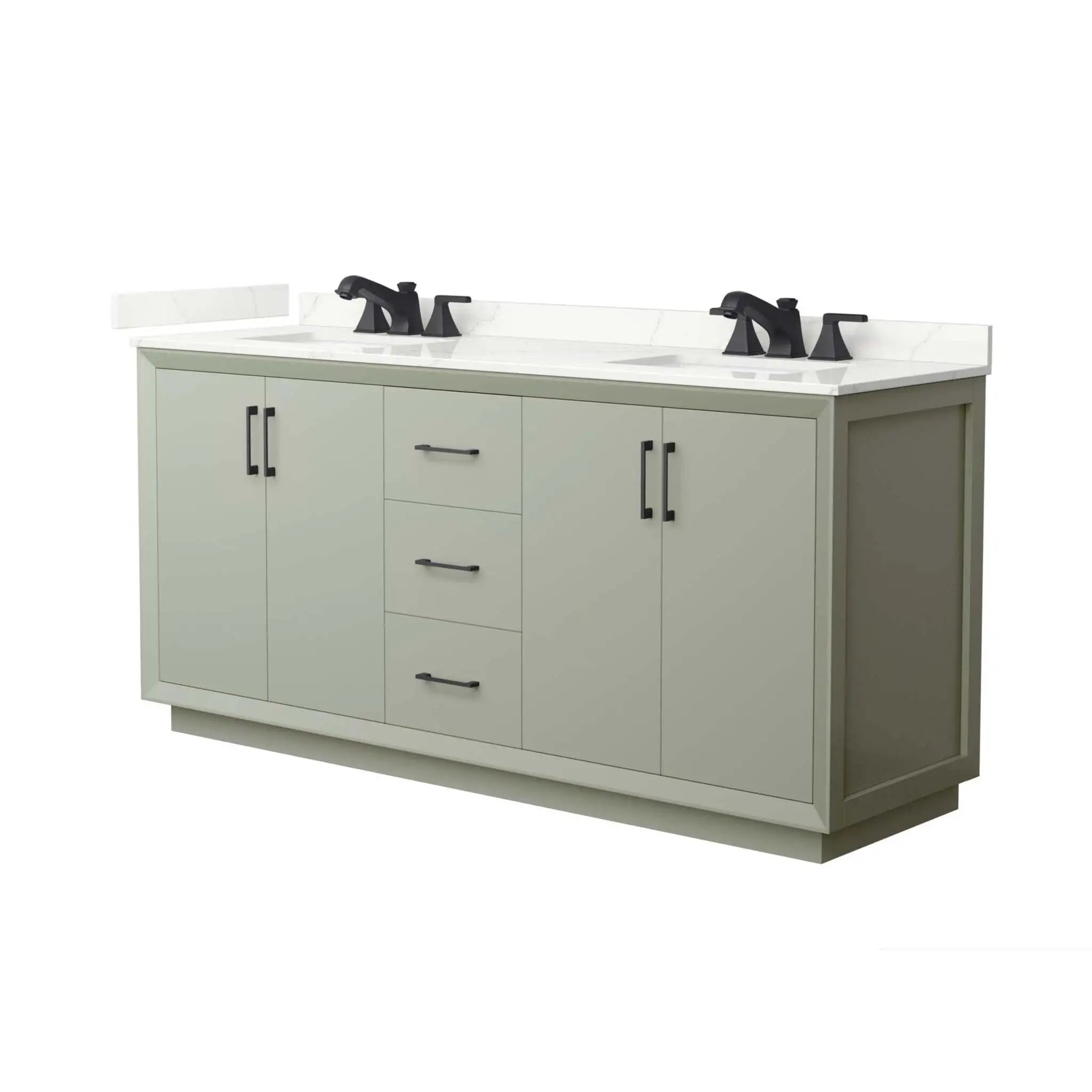 72" Strada Double Bathroom Vanity in Light Green with Matte Black Trim by Wyndham