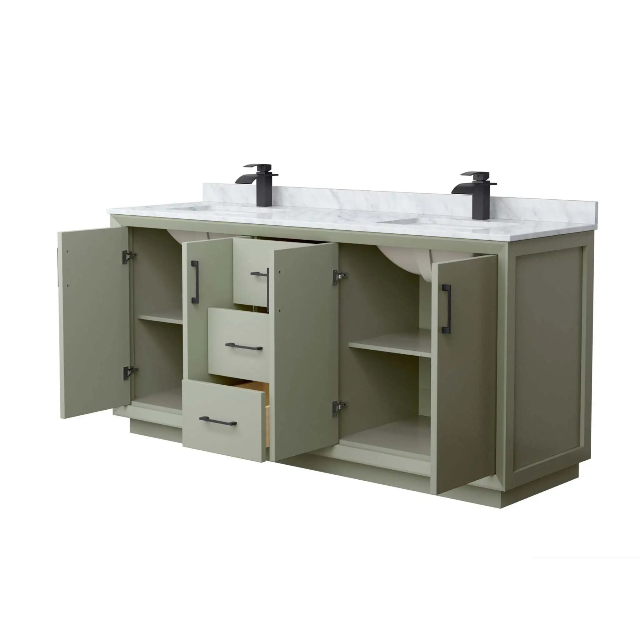 72" Strada Double Bathroom Vanity in Light Green with Matte Black Trim by Wyndham