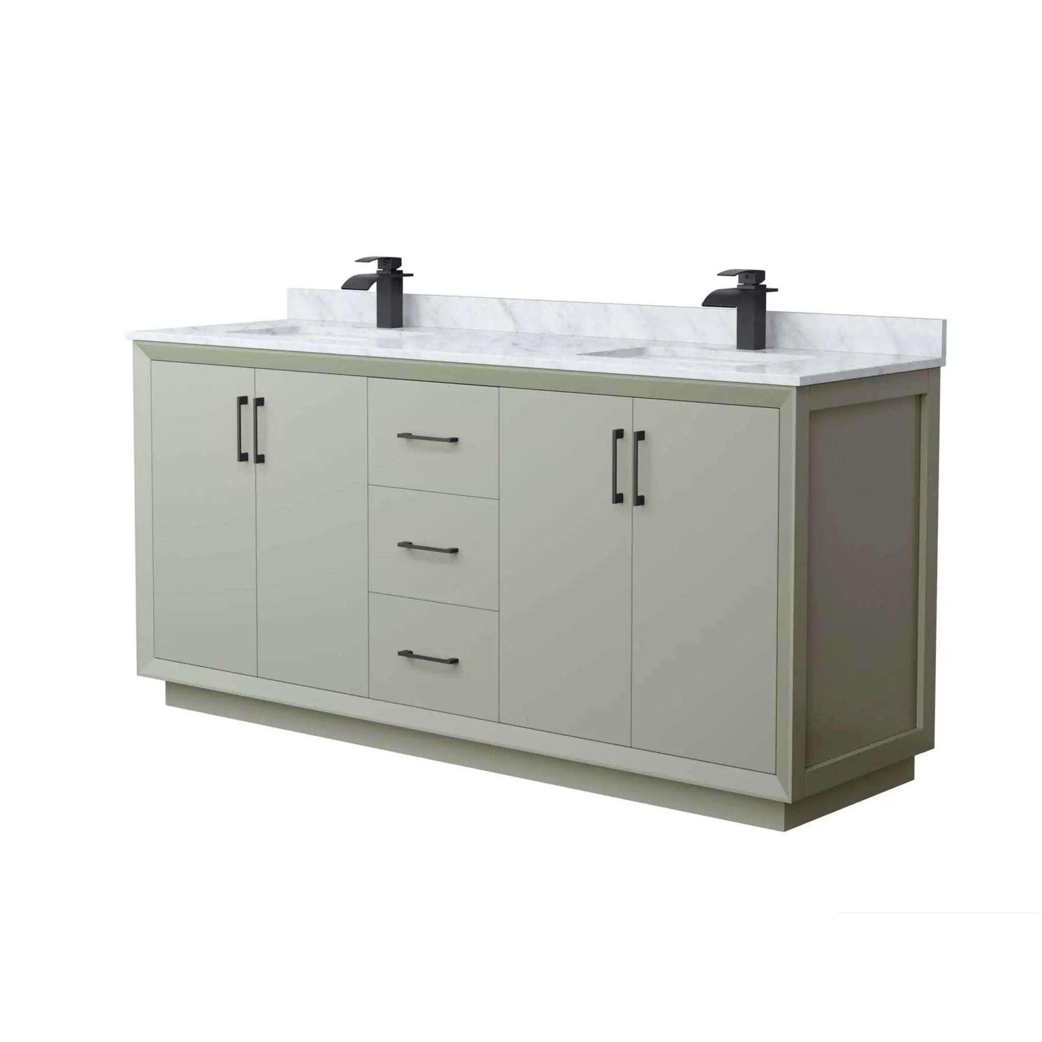 72" Strada Double Bathroom Vanity in Light Green with Matte Black Trim by Wyndham