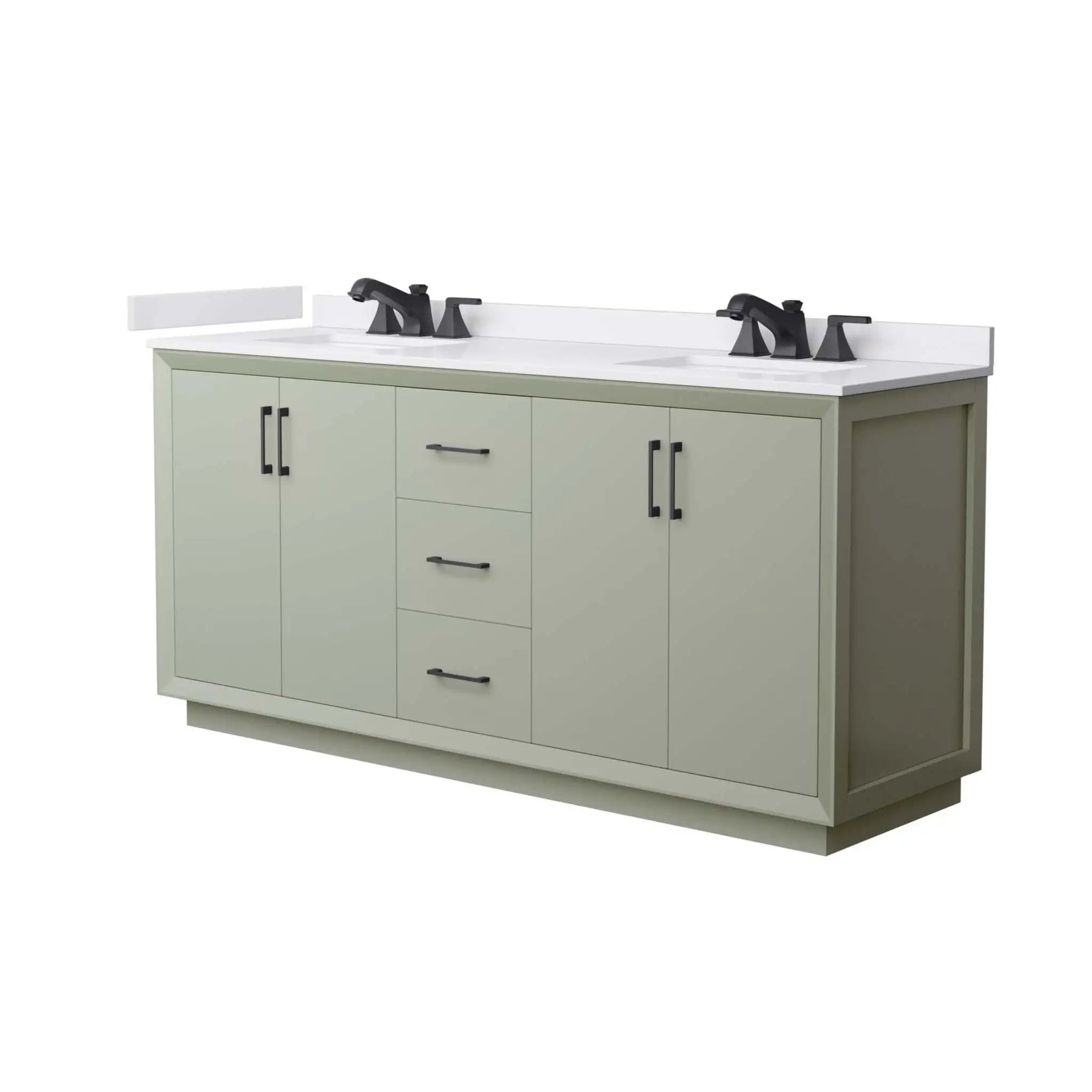 72" Strada Double Bathroom Vanity in Light Green with Matte Black Trim by Wyndham