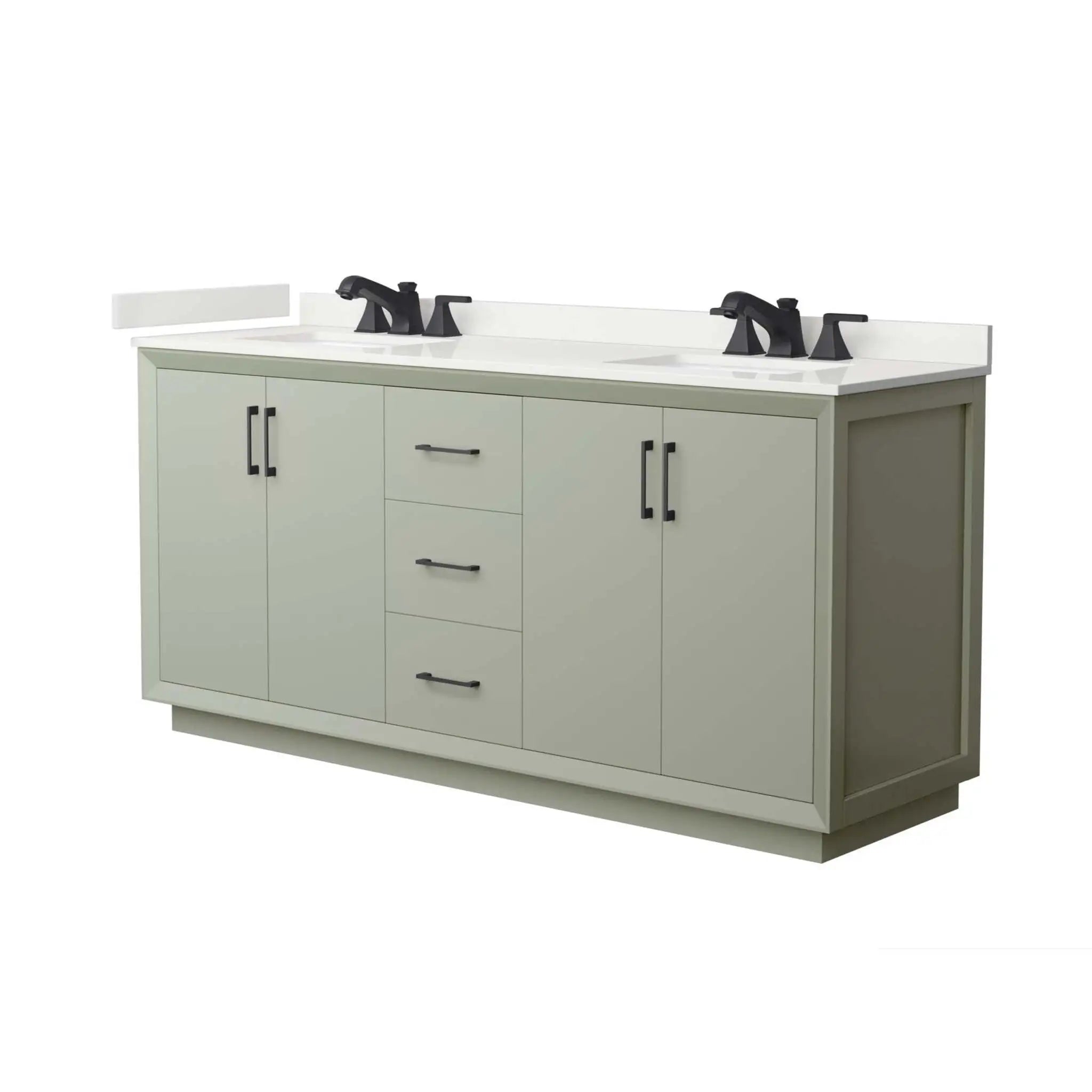 72" Strada Double Bathroom Vanity in Light Green with Matte Black Trim by Wyndham