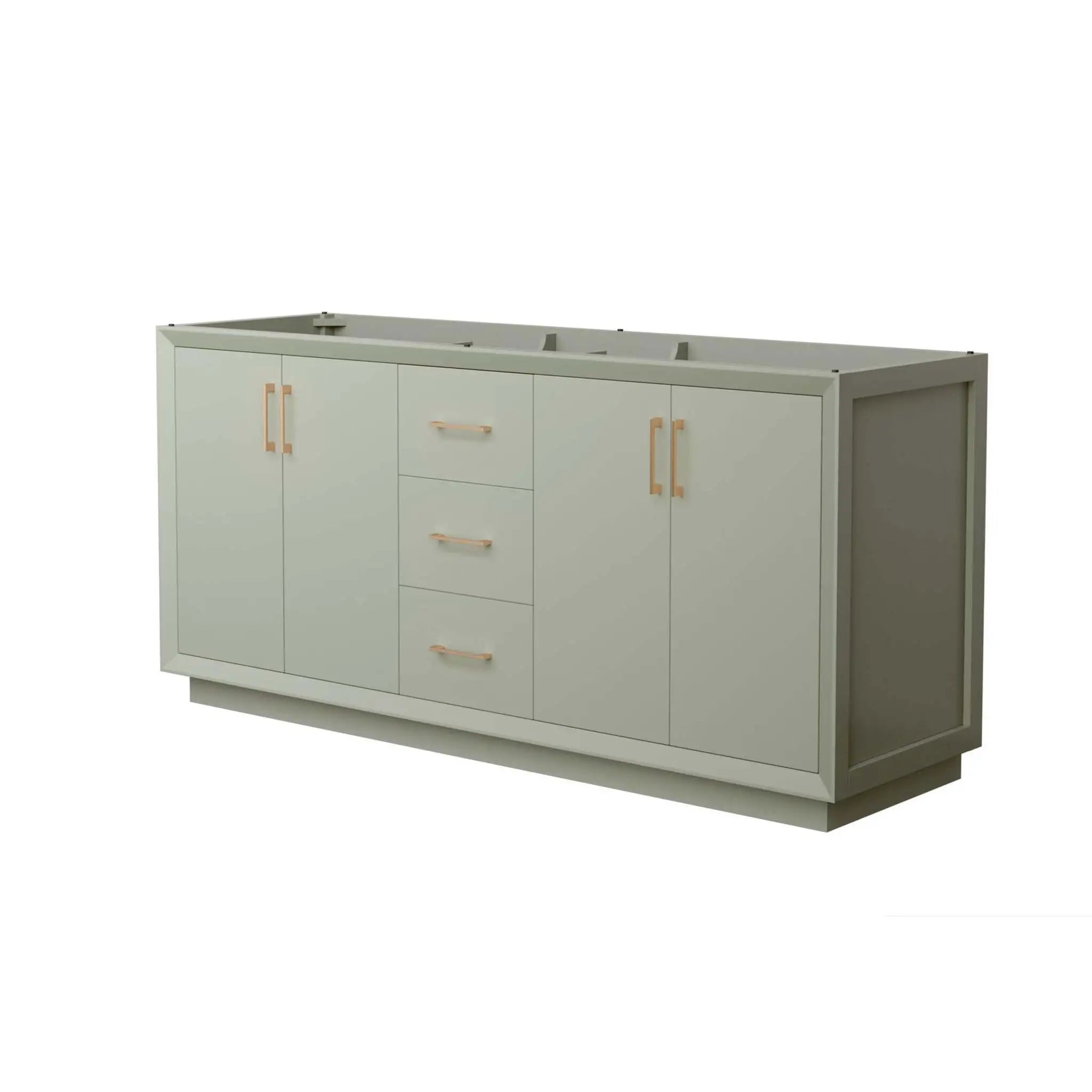 72" Strada Double Bathroom Vanity in Light Green with Satin Bronze Trim by Wyndham
