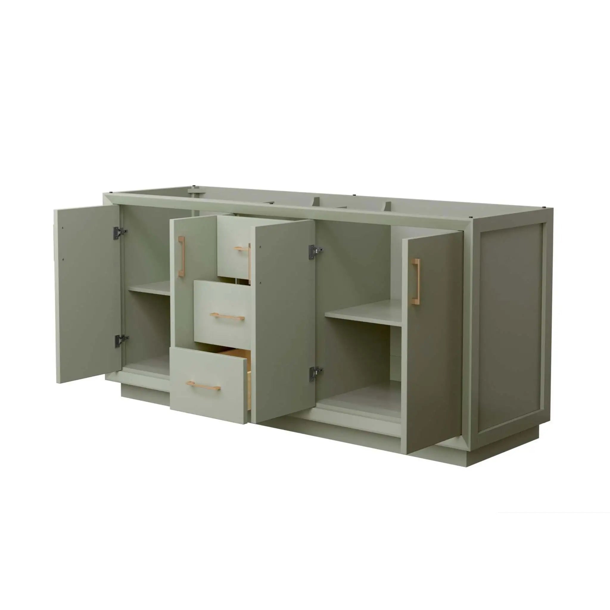 72" Strada Double Bathroom Vanity in Light Green with Satin Bronze Trim by Wyndham