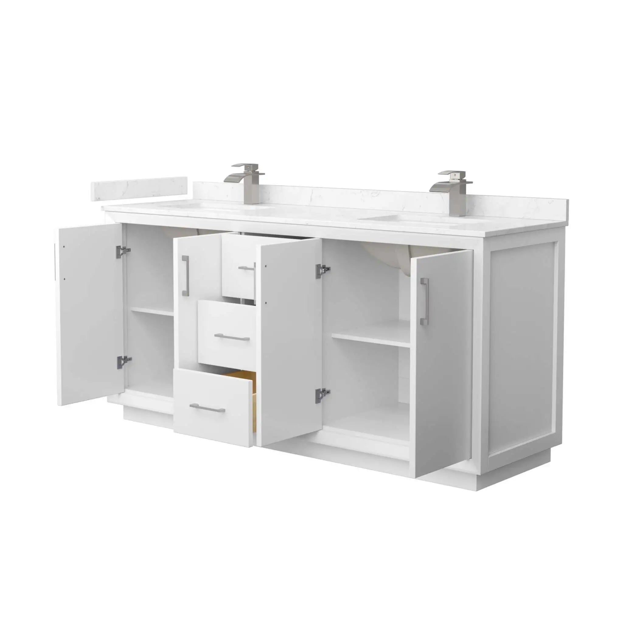 72" Strada Double Bathroom Vanity in White with Brushed Nickel Trim by Wyndham