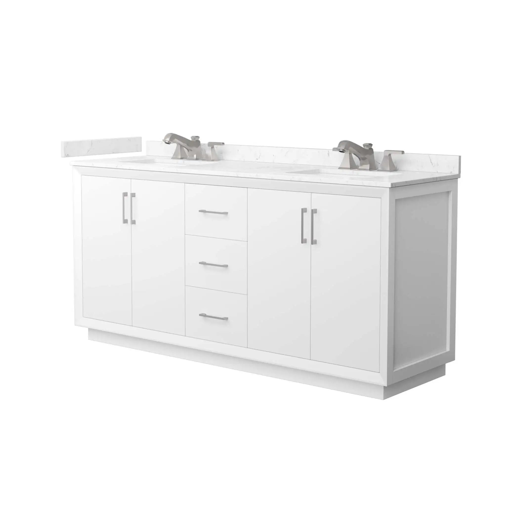 72" Strada Double Bathroom Vanity in White with Brushed Nickel Trim by Wyndham