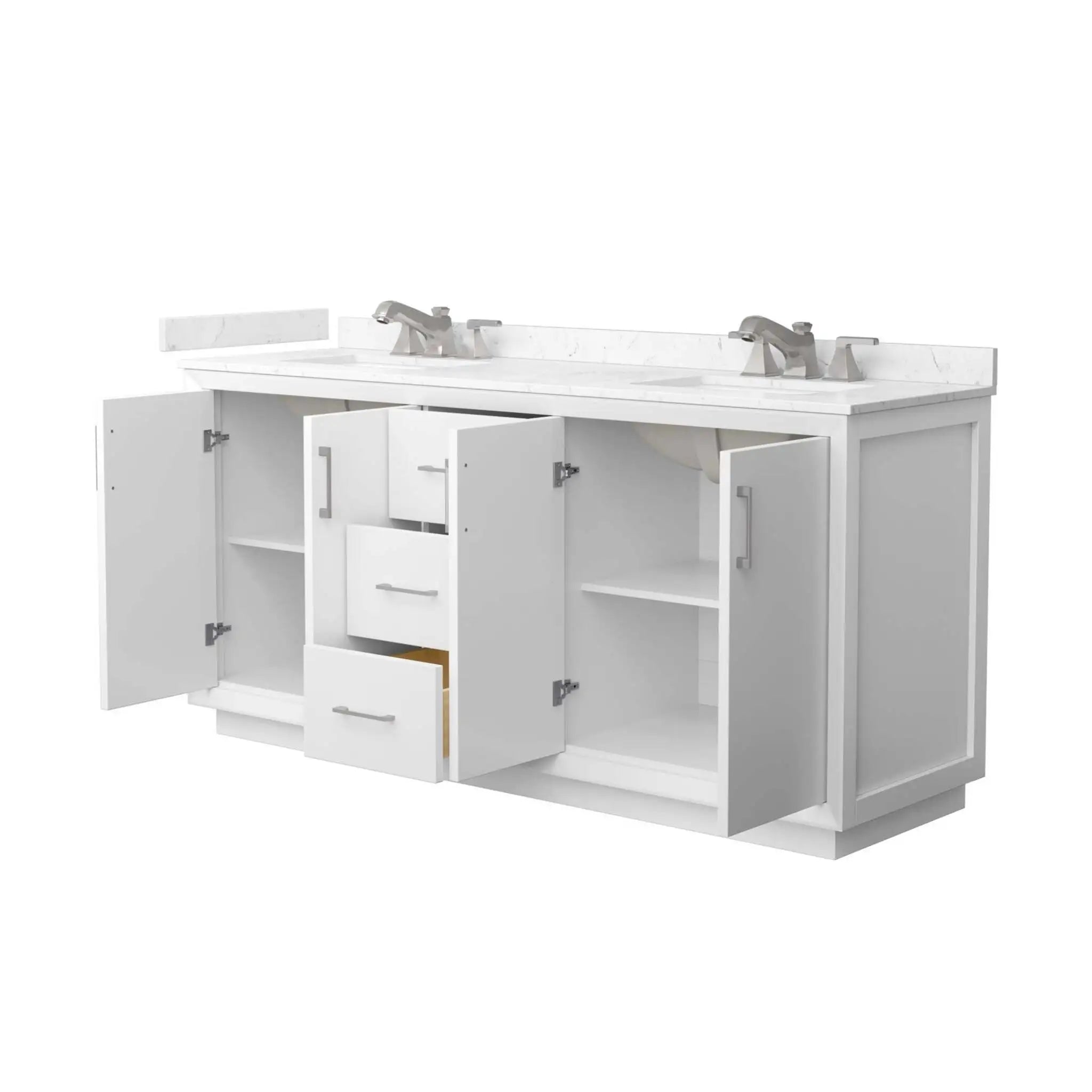 72" Strada Double Bathroom Vanity in White with Brushed Nickel Trim by Wyndham
