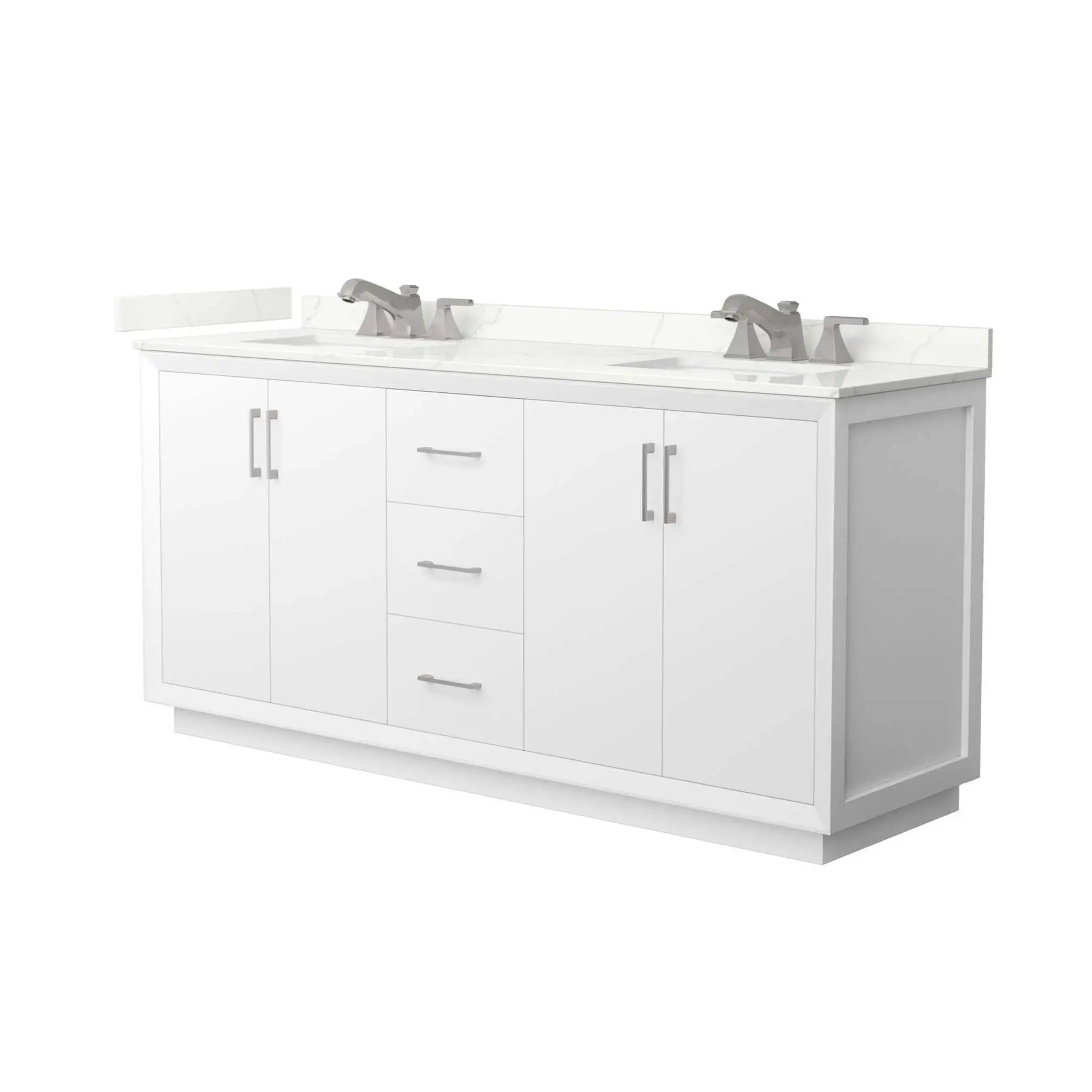 72" Strada Double Bathroom Vanity in White with Brushed Nickel Trim by Wyndham