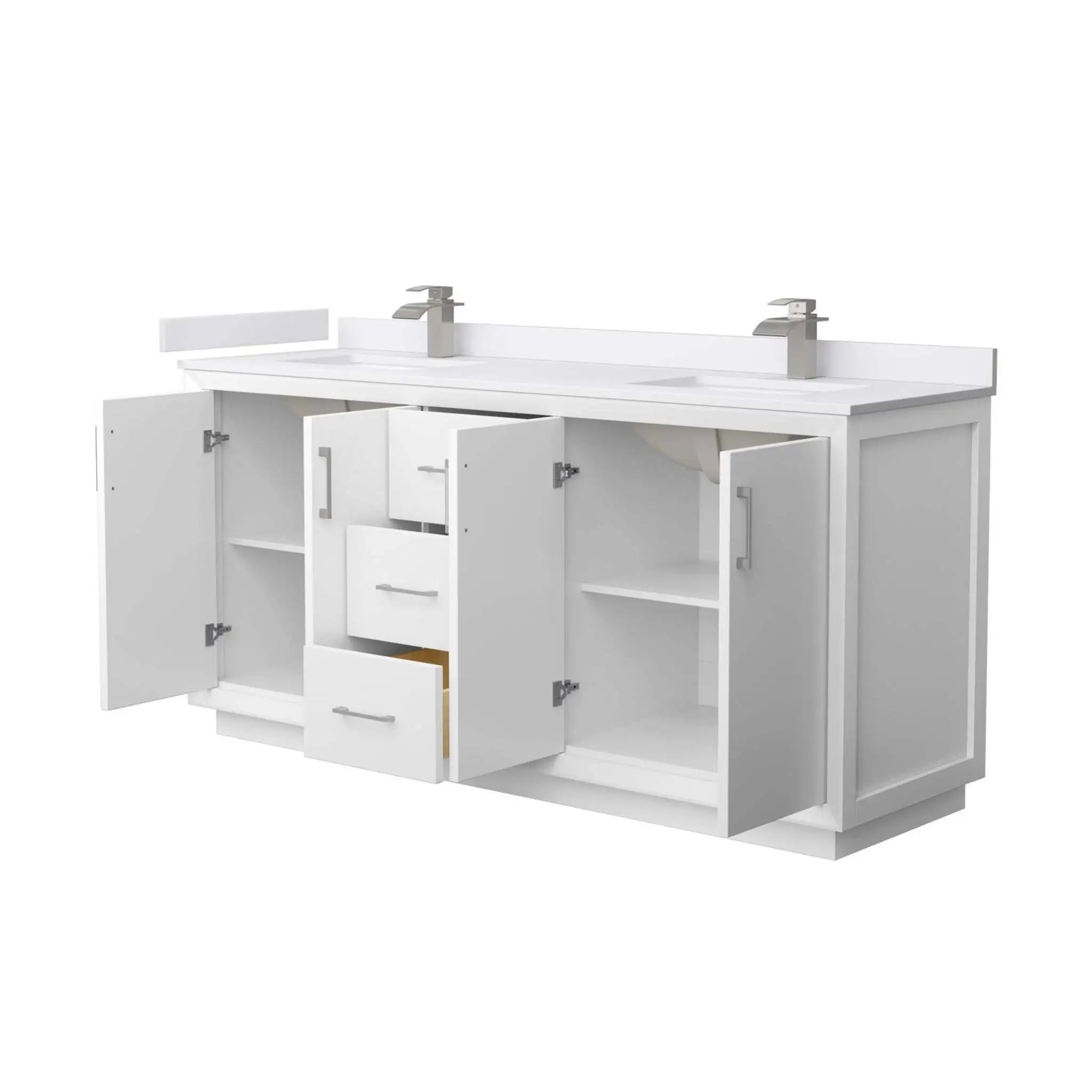72" Strada Double Bathroom Vanity in White with Brushed Nickel Trim by Wyndham