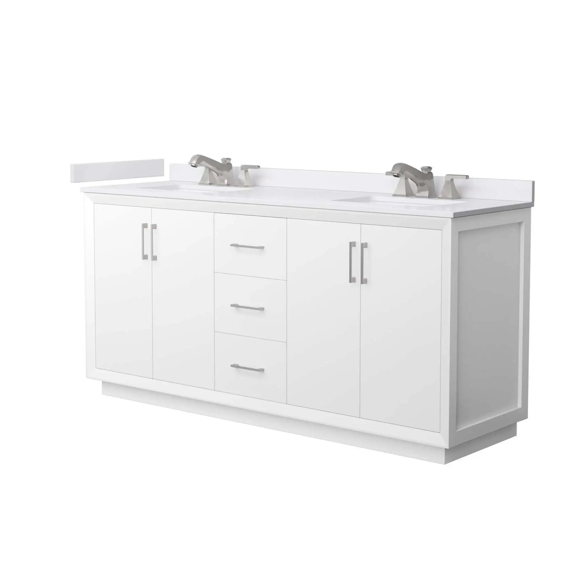 72" Strada Double Bathroom Vanity in White with Brushed Nickel Trim by Wyndham