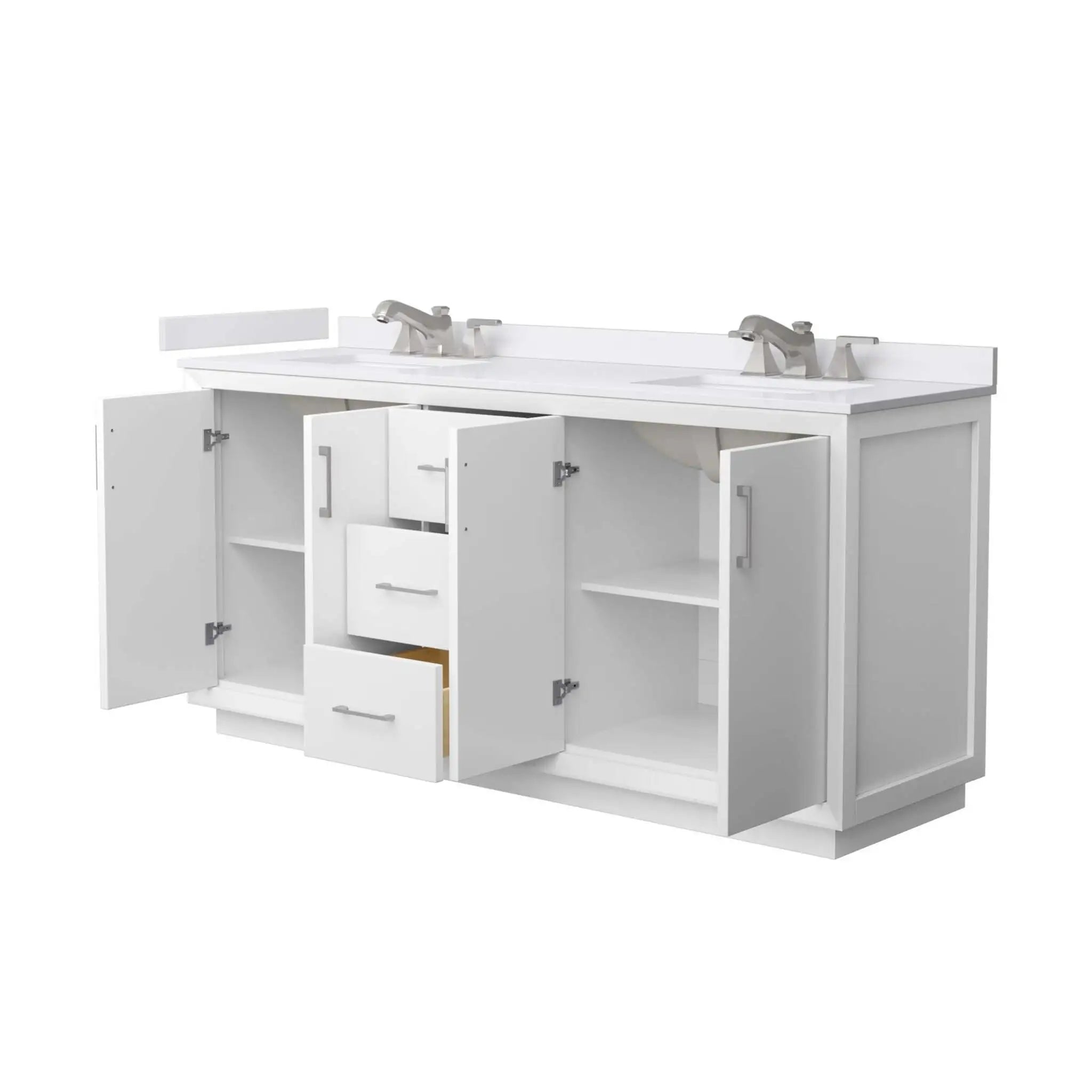 72" Strada Double Bathroom Vanity in White with Brushed Nickel Trim by Wyndham