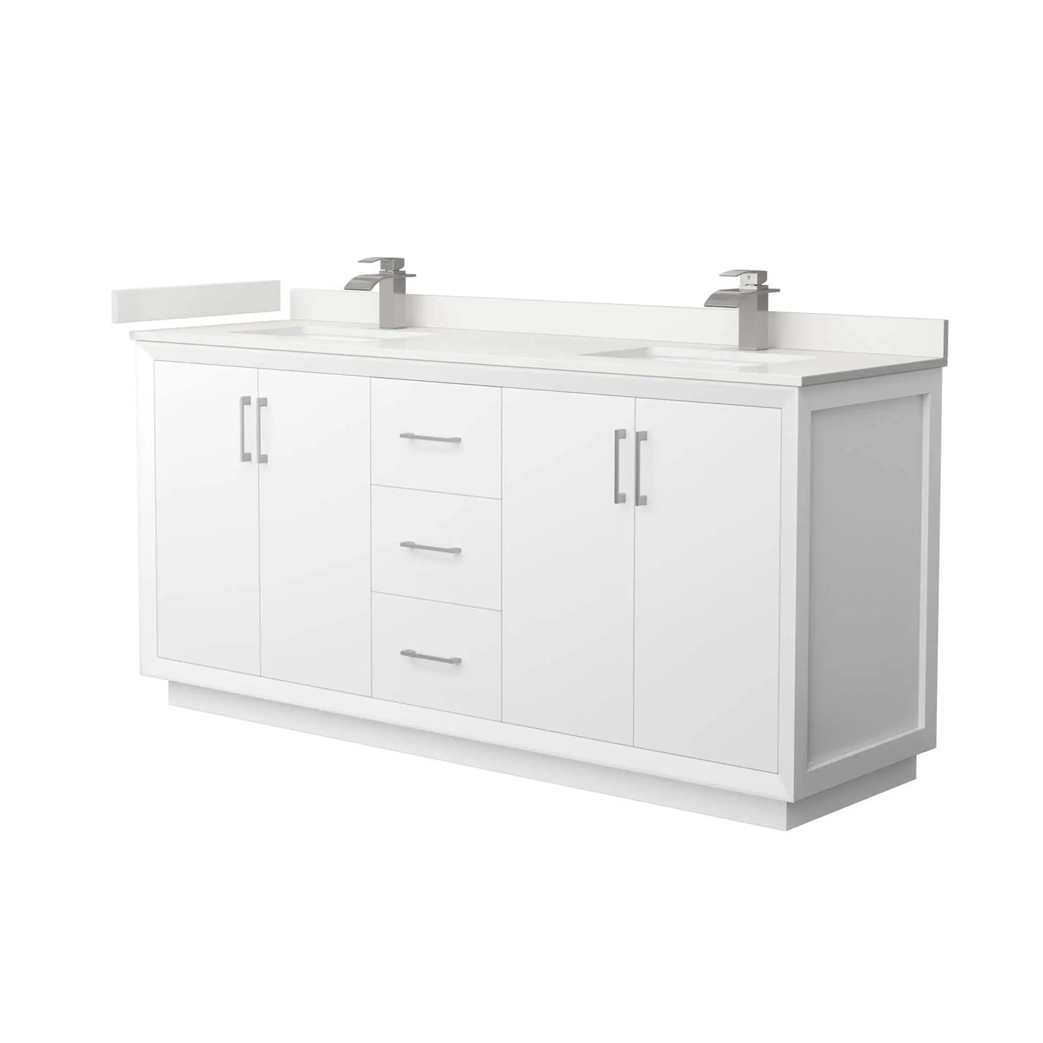 72" Strada Double Bathroom Vanity in White with Brushed Nickel Trim by Wyndham