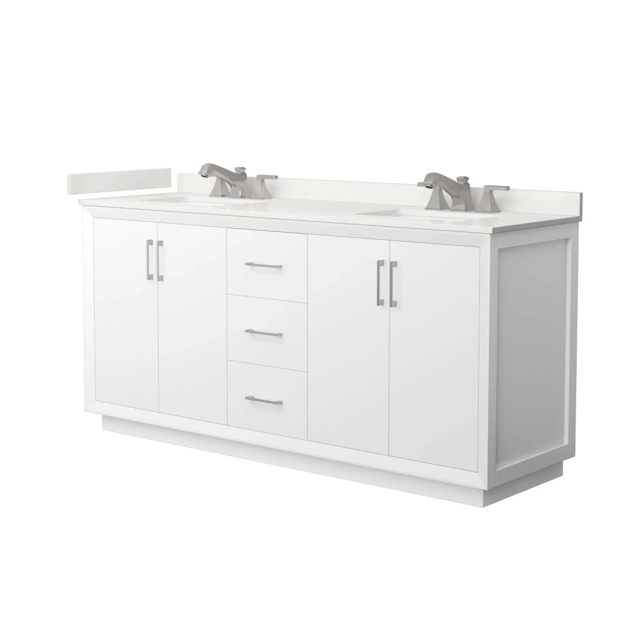 72" Strada Double Bathroom Vanity in White with Brushed Nickel Trim by Wyndham