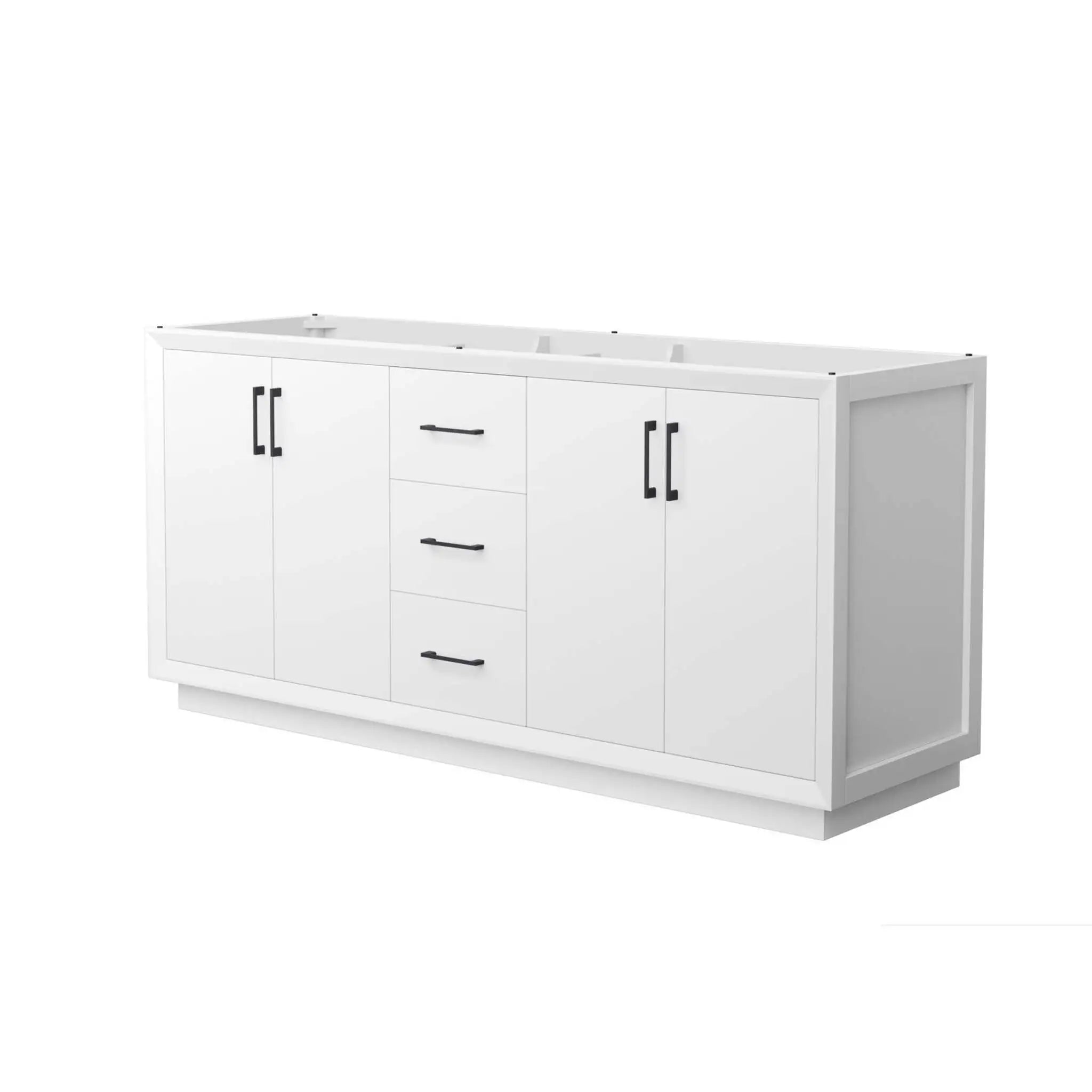 72" Strada Double Bathroom Vanity in White with Matte Black Trim by Wyndham