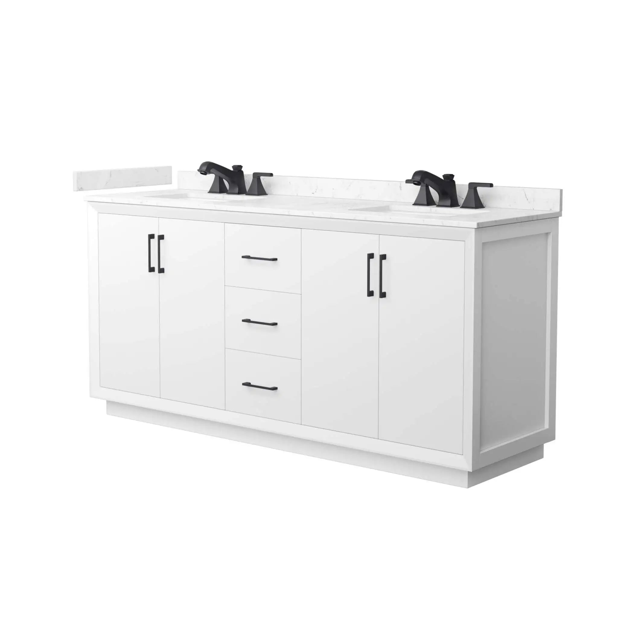 72" Strada Double Bathroom Vanity in White with Matte Black Trim by Wyndham