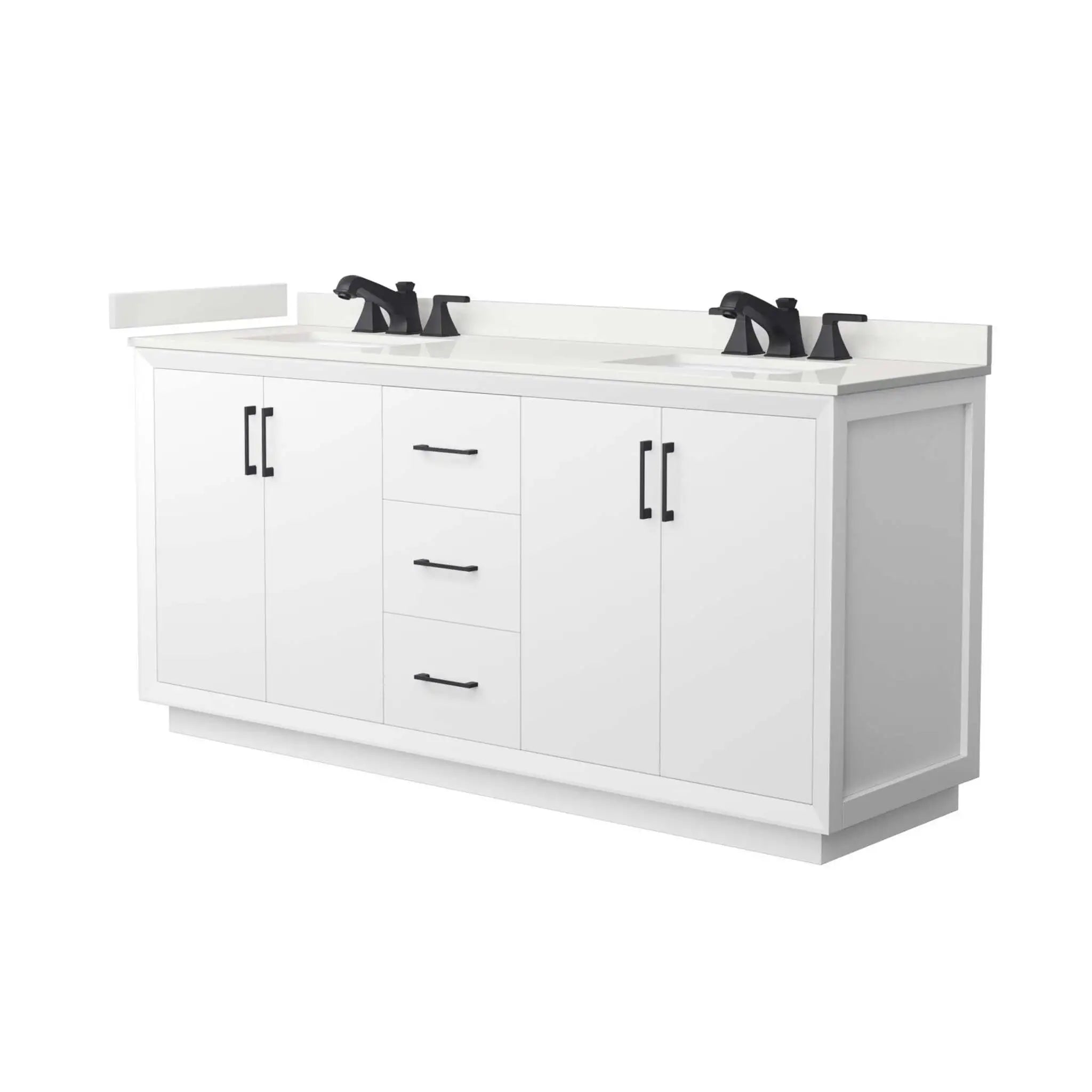 72" Strada Double Bathroom Vanity in White with Matte Black Trim by Wyndham