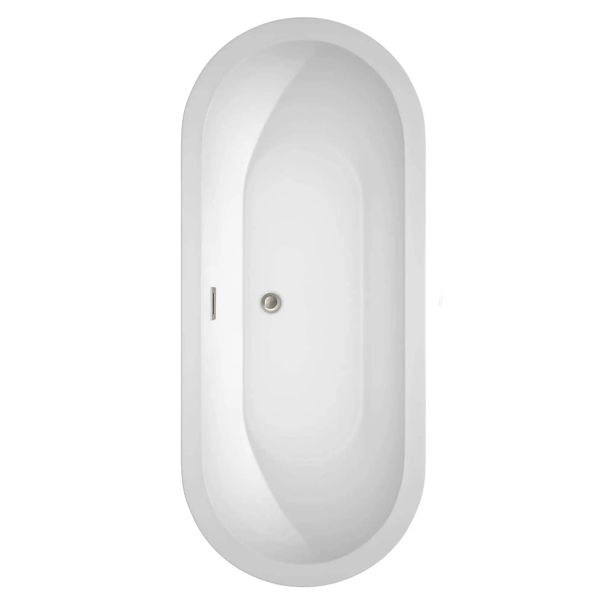 72" White Freestanding Bathtub, Brushed Nickel Trim - Soho by Wyndham (WCOBT100272BNTRIM) image 3