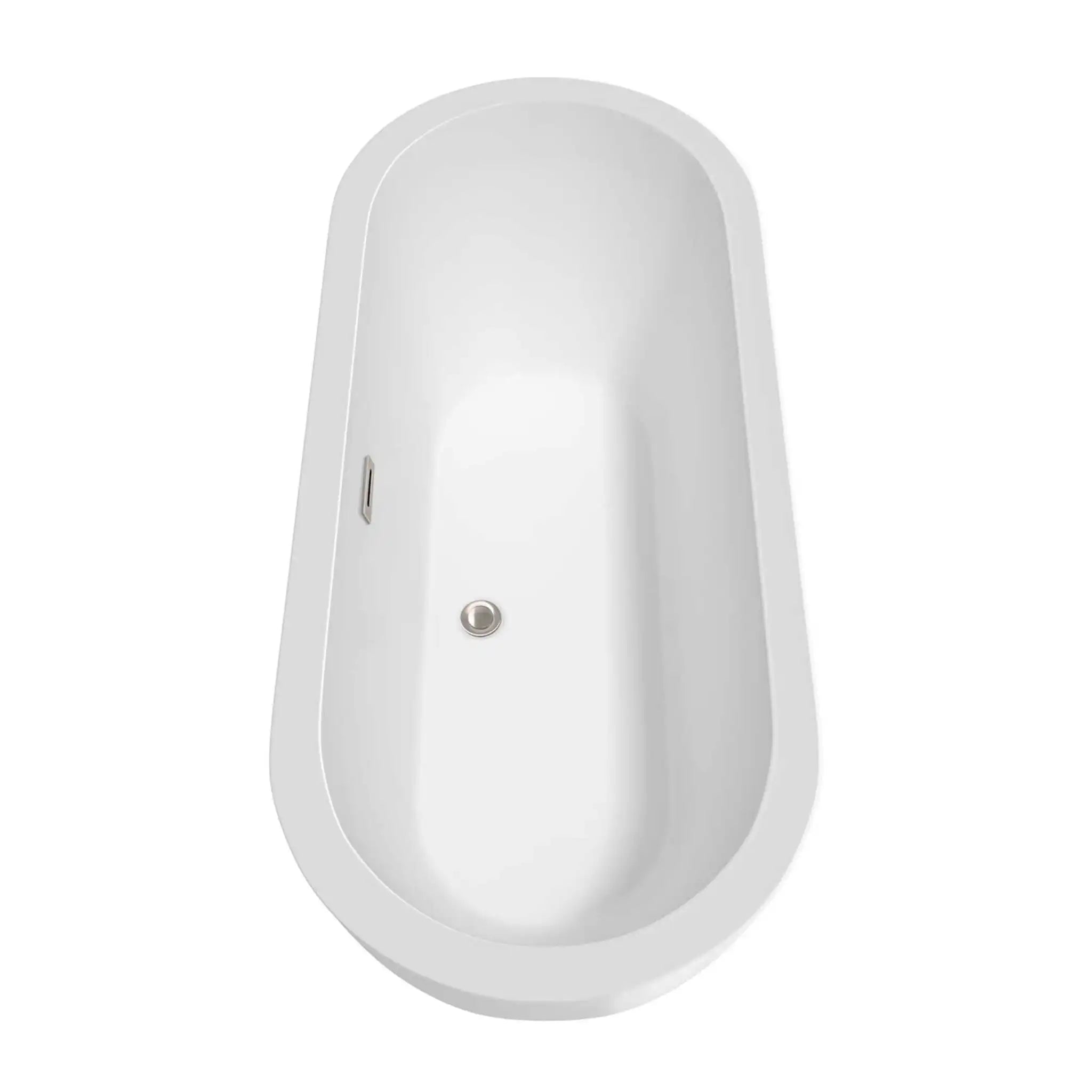 72" White Freestanding Bathtub, Brushed Nickel Trim - Soho by Wyndham (WCOBT100272BNTRIM) image 4
