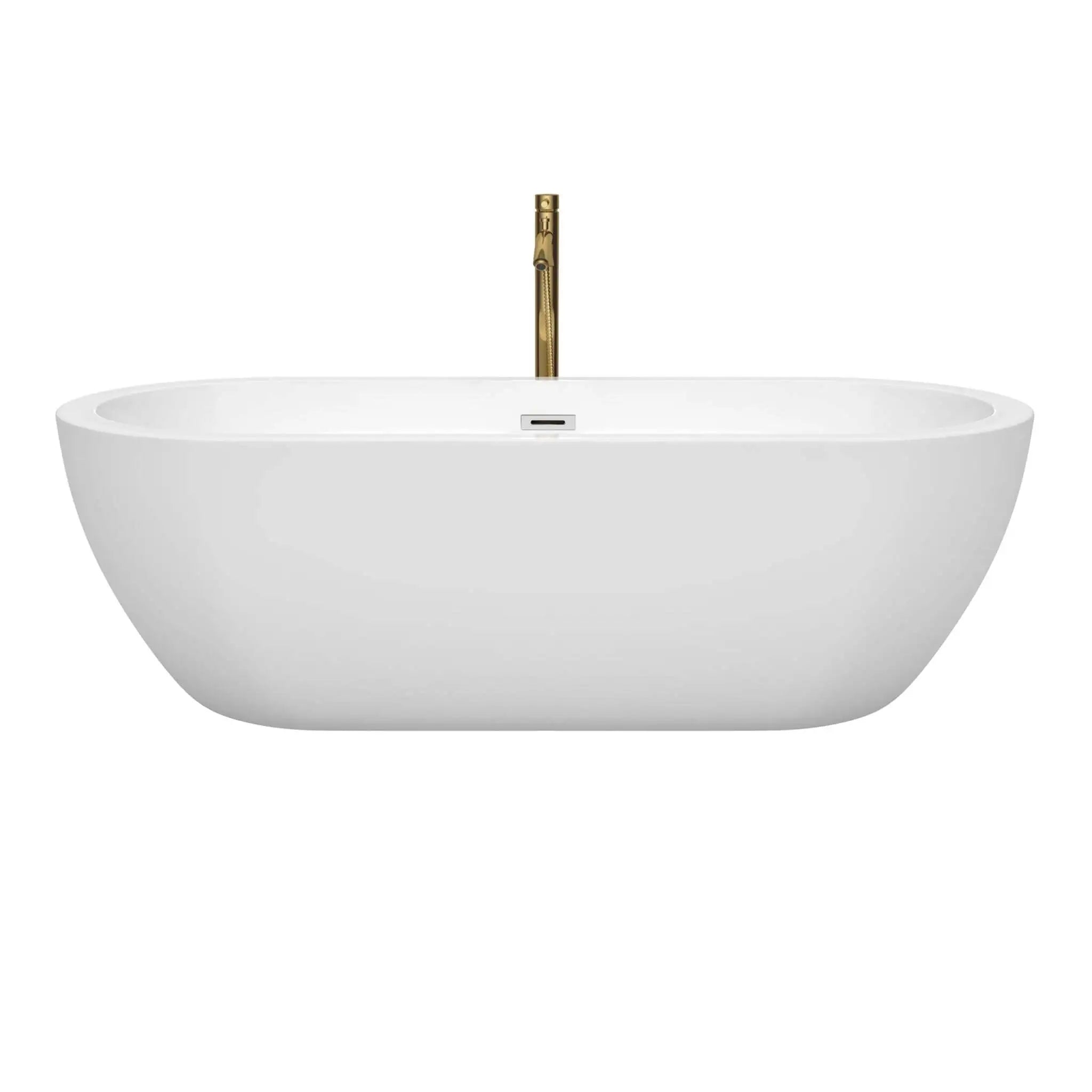 72" White Freestanding Bathtub with Brushed Gold Faucet - Soho by Wyndham (WCOBT100272PCATPGD) image 2