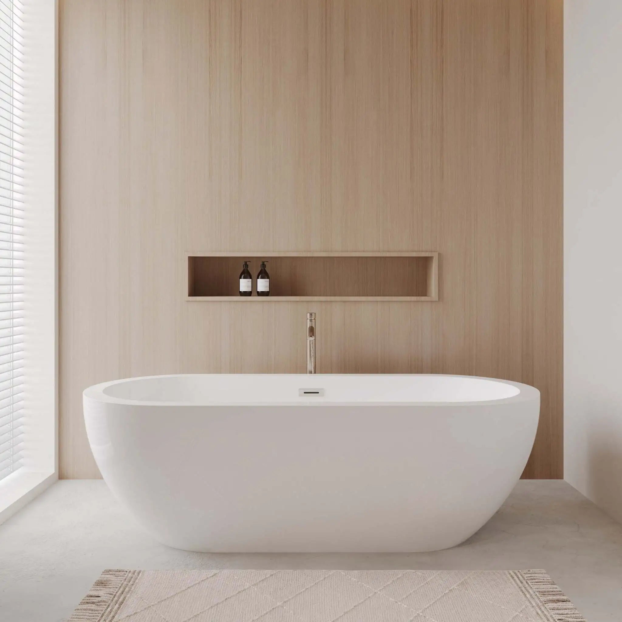 72" White Freestanding Bathtub with Brushed Nickel Faucet - Soho by Wyndham (WCOBT100272ATP11BN) image 1