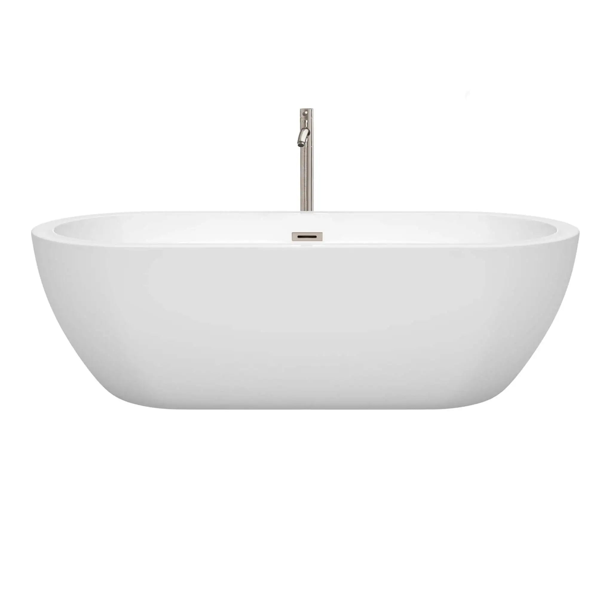 72" White Freestanding Bathtub with Brushed Nickel Faucet - Soho by Wyndham (WCOBT100272ATP11BN) image 2