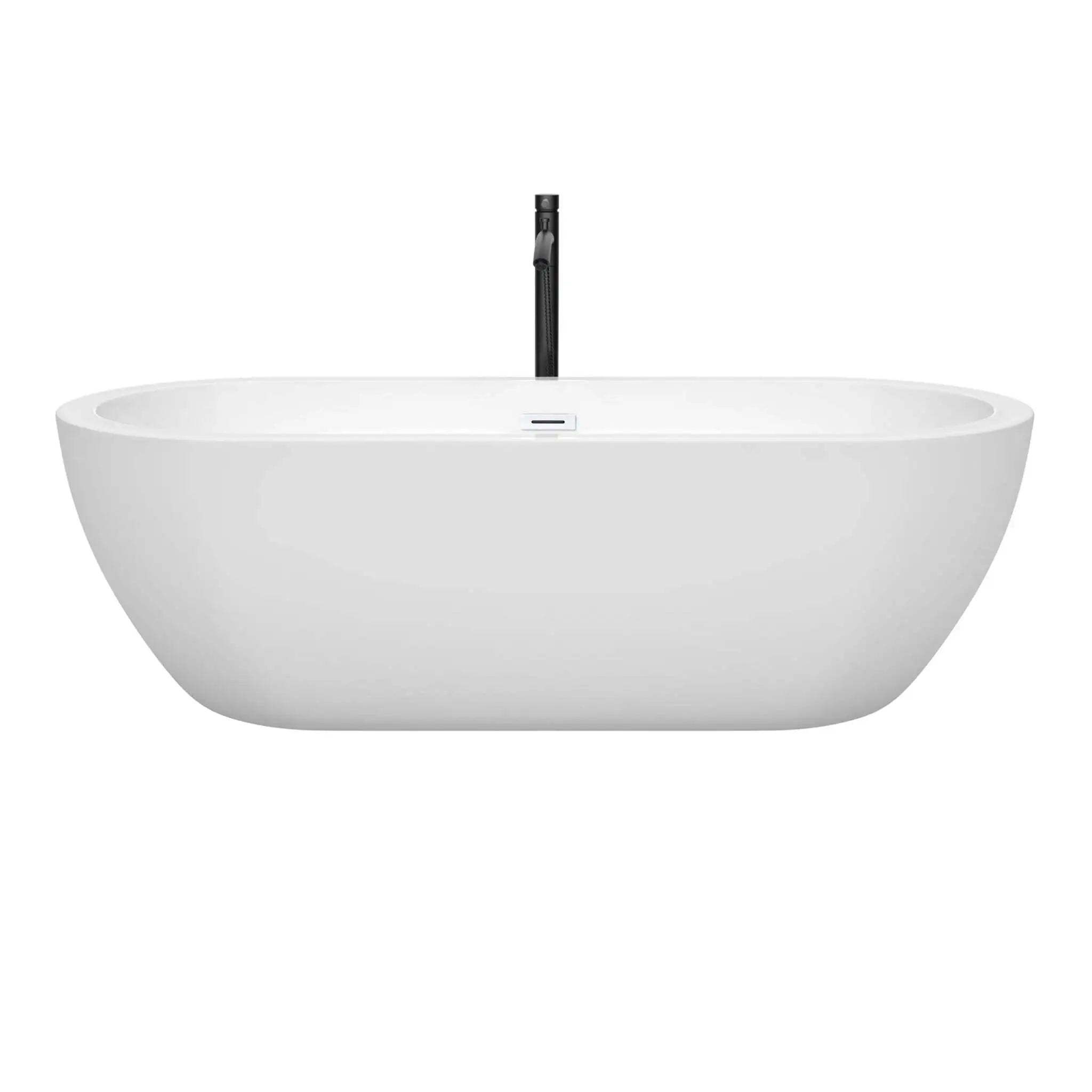 72" White Freestanding Bathtub with Matte Black Faucet - Soho by Wyndham (WCOBT100272SWATPBK) image 2